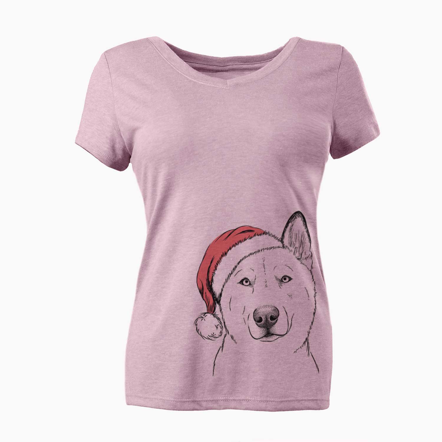 Santa London the Siberian Husky - Women's V-neck Shirt