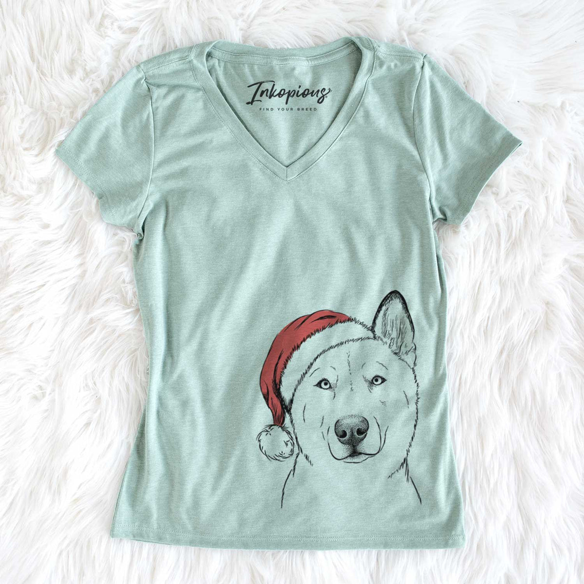 Santa London the Siberian Husky - Women&#39;s V-neck Shirt