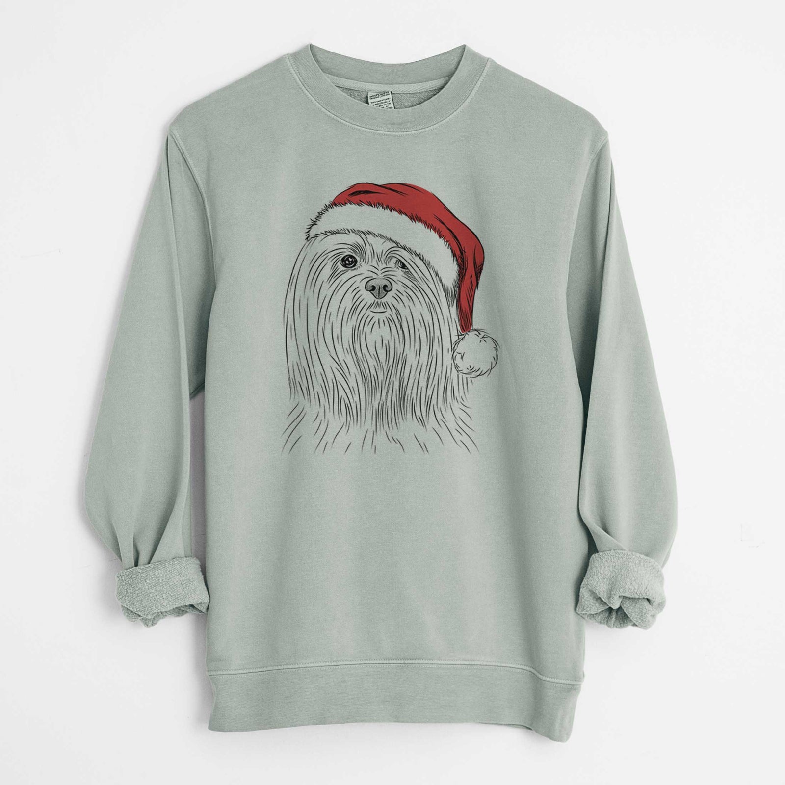 Santa Lorenzo the Lhasa Apso - Unisex Pigment Dyed Crew Sweatshirt