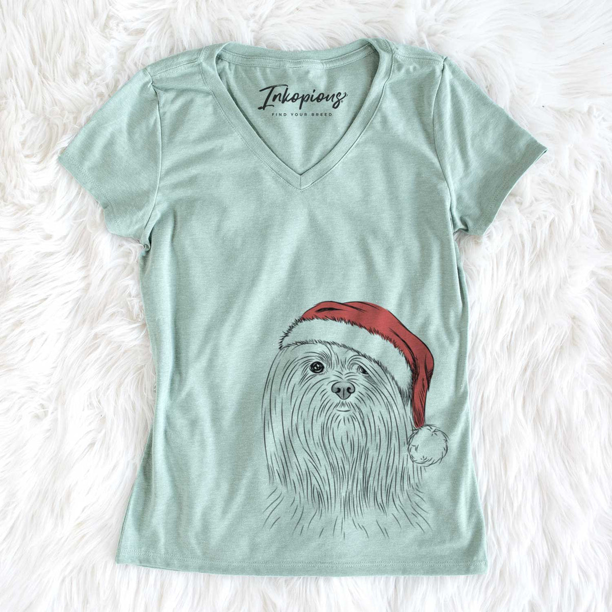 Santa Lorenzo the Lhasa Apso - Women&#39;s V-neck Shirt