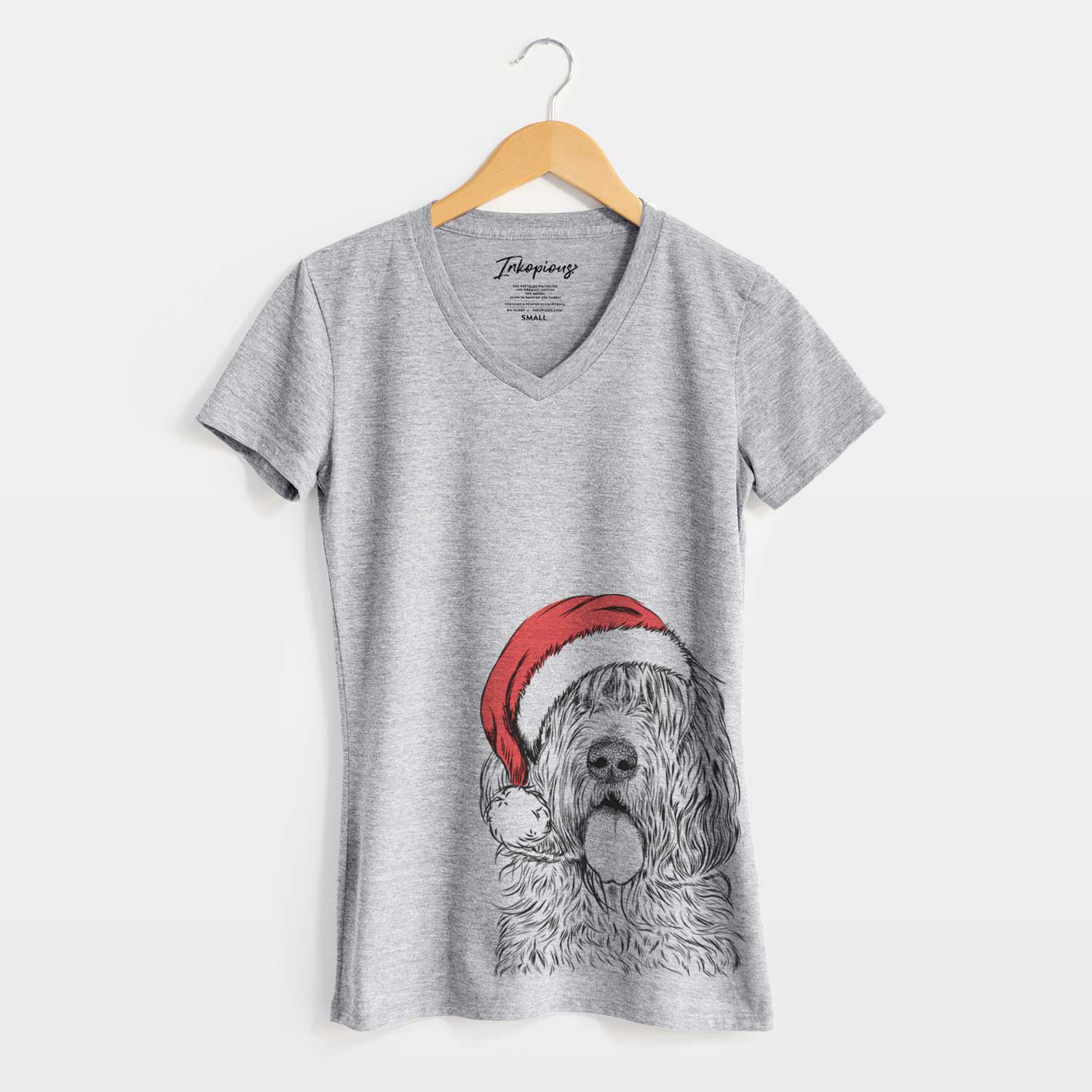 Santa Lou the Otterhound - Women's V-neck Shirt