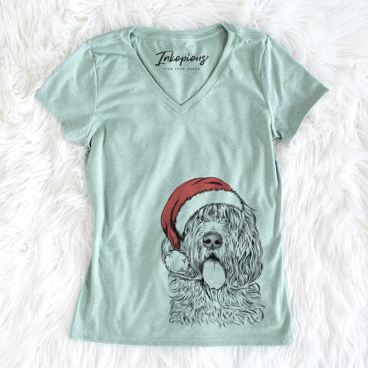 Santa Lou the Otterhound - Women&#39;s V-neck Shirt