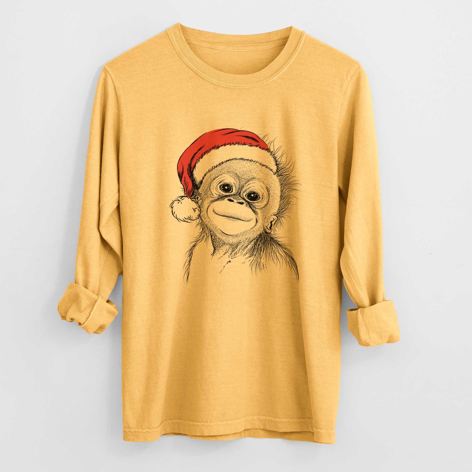 Santa Louie the Baby Orangutan - Heavyweight 100% Cotton Long Sleeve