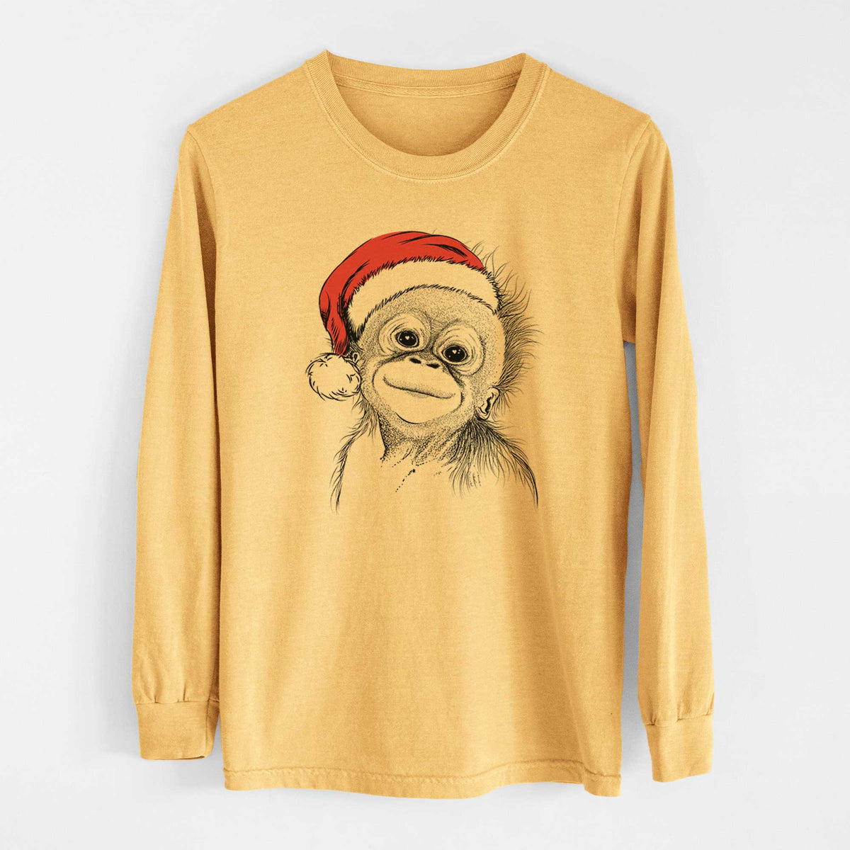 Santa Louie the Baby Orangutan - Heavyweight 100% Cotton Long Sleeve