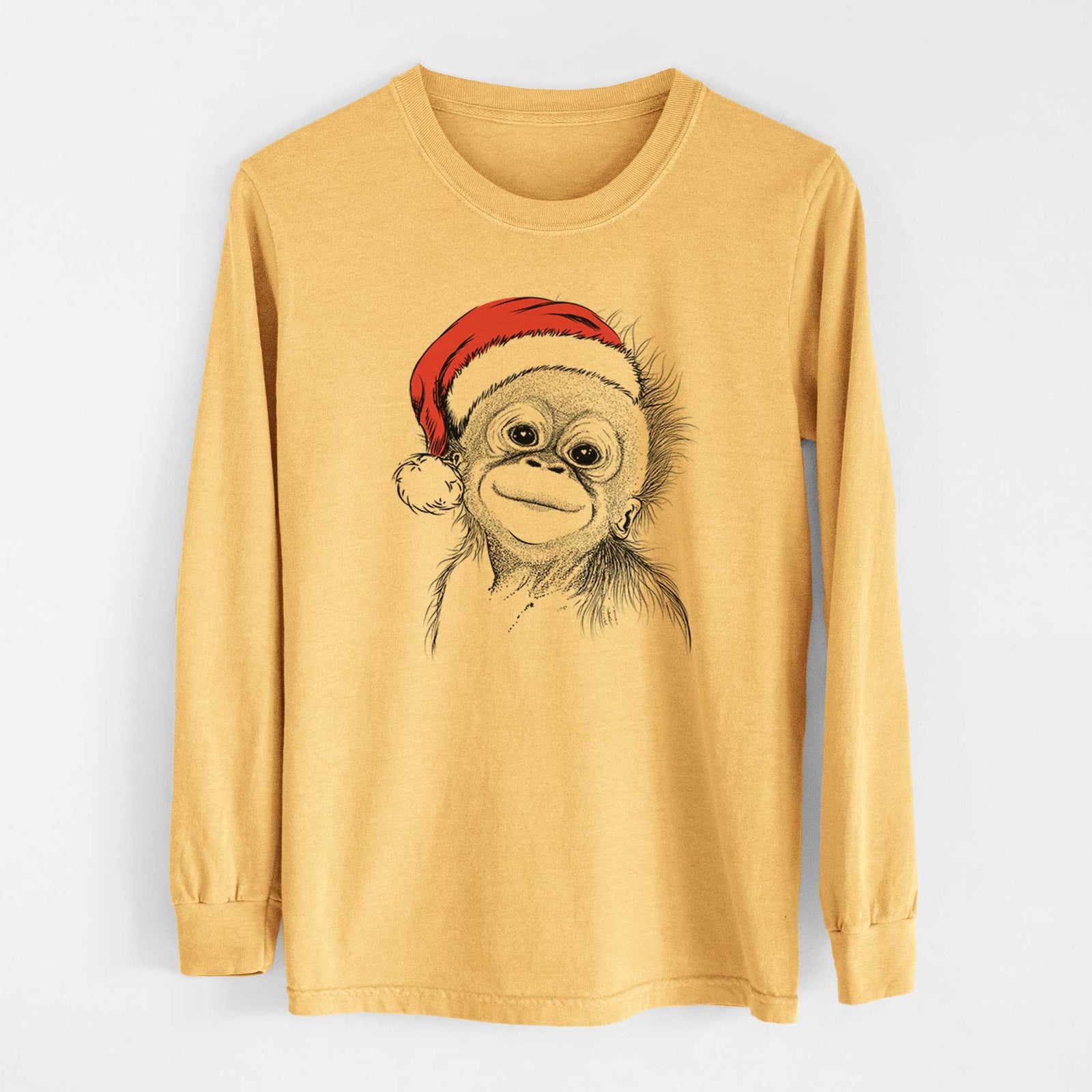 Santa Louie the Baby Orangutan - Heavyweight 100% Cotton Long Sleeve