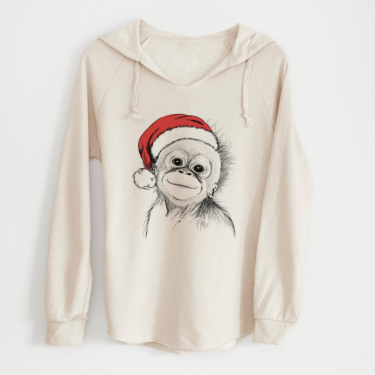 Santa Louie the Baby Orangutan - Cali Wave Hooded Sweatshirt
