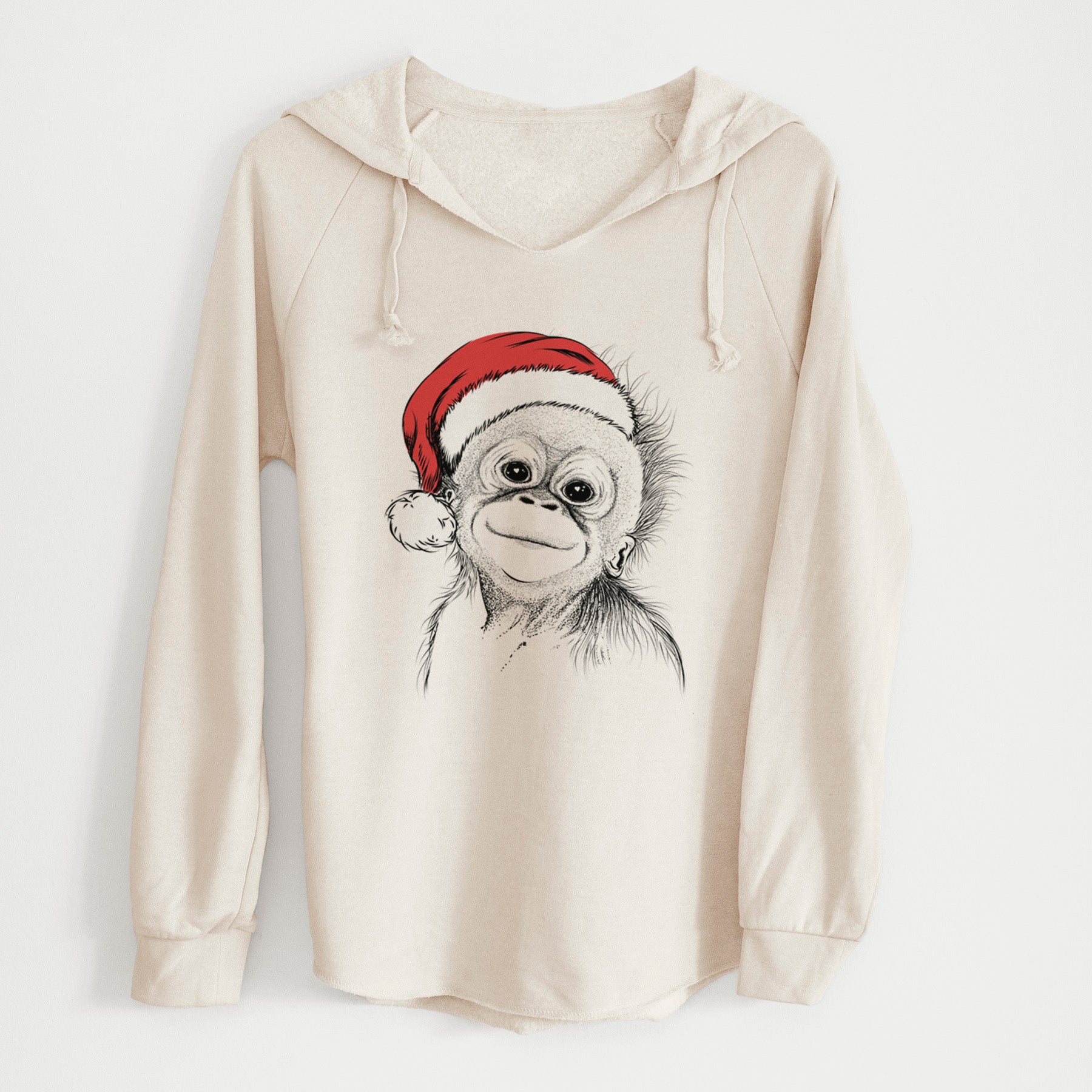 Santa Louie the Baby Orangutan - Cali Wave Hooded Sweatshirt