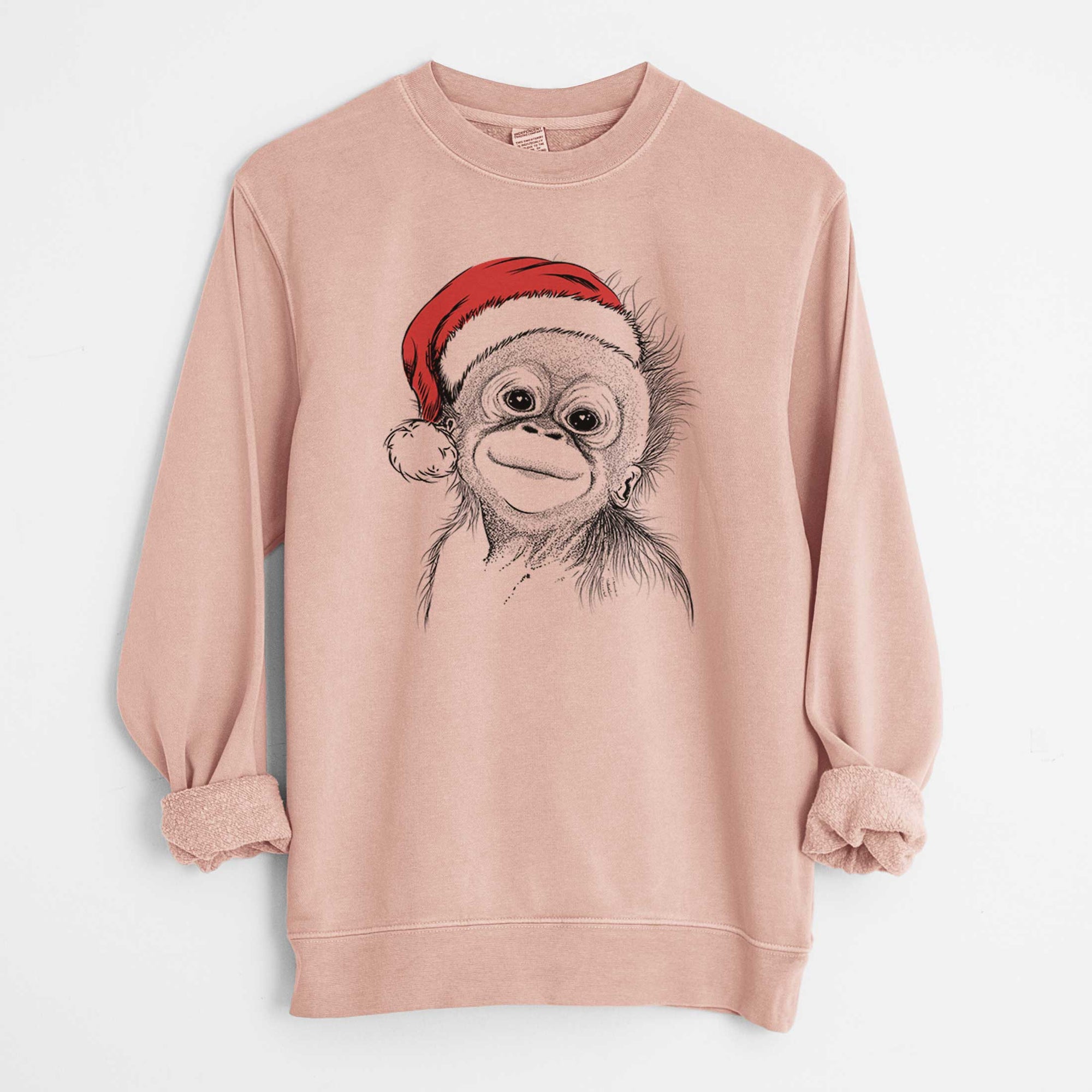 Santa Louie the Baby Orangutan - Unisex Pigment Dyed Crew Sweatshirt