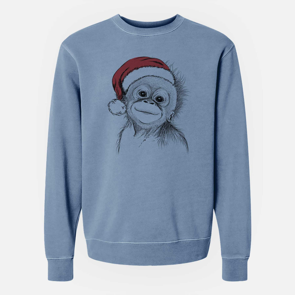 Santa Louie the Baby Orangutan - Unisex Pigment Dyed Crew Sweatshirt