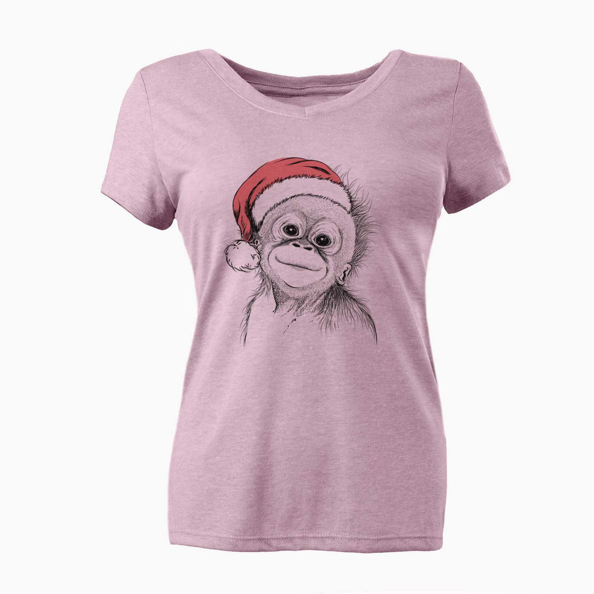 Santa Louie the Baby Orangutan - Women's V-neck Shirt