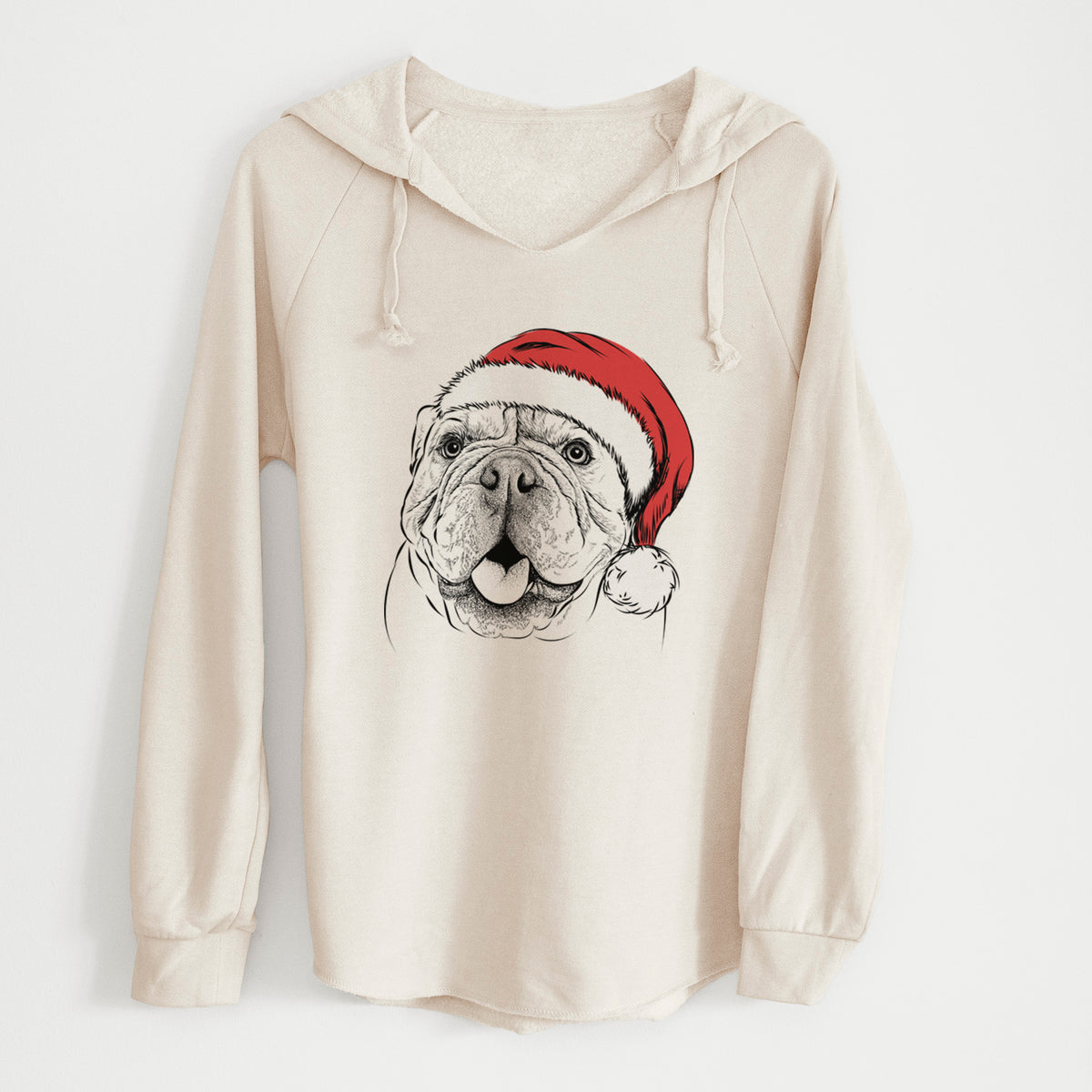 Santa Louie the English Bulldog - Cali Wave Hooded Sweatshirt