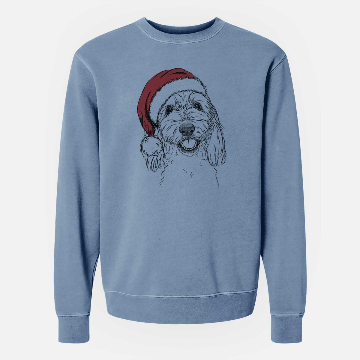 Santa Louie the Coton de Tulear - Unisex Pigment Dyed Crew Sweatshirt