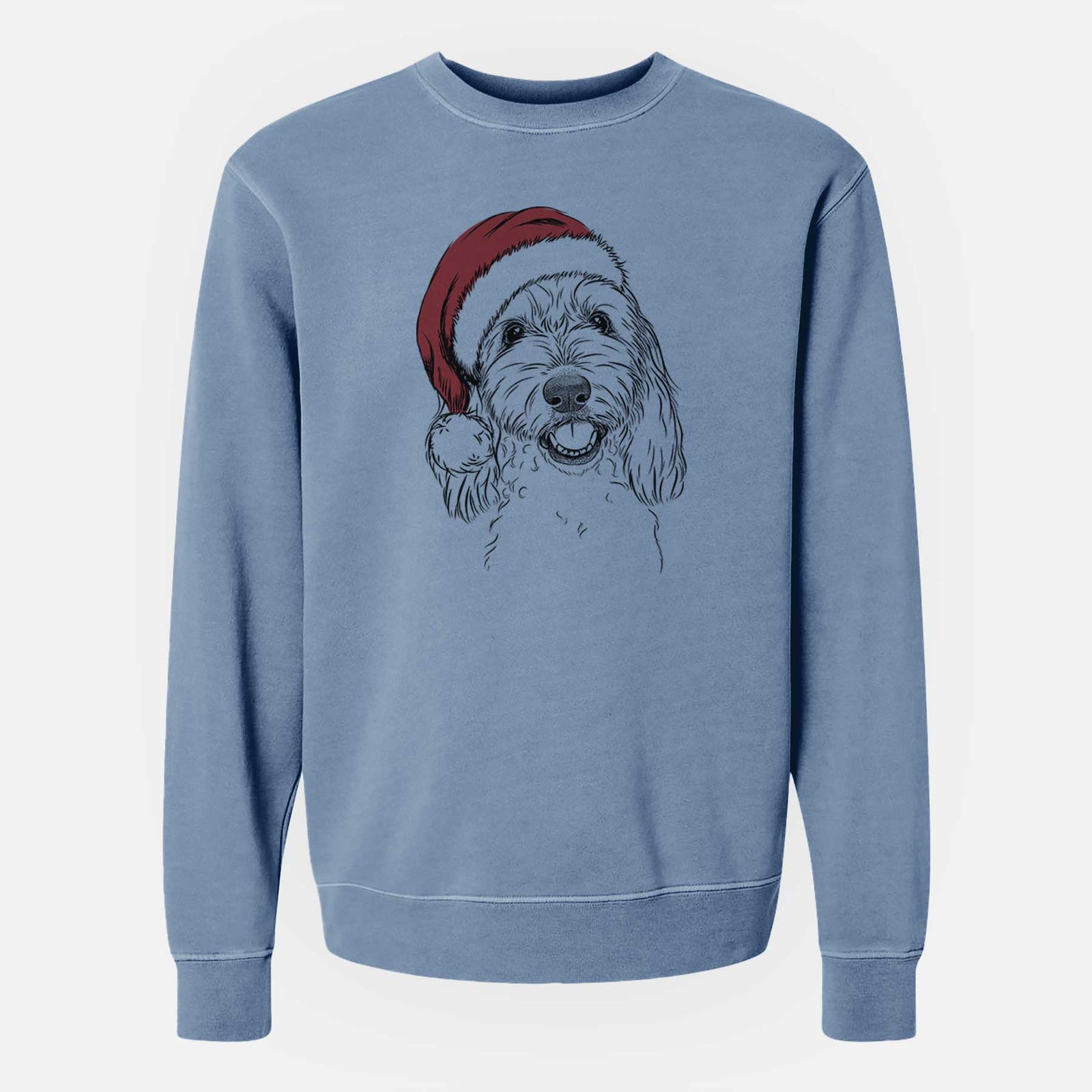 Santa Louie the Coton de Tulear - Unisex Pigment Dyed Crew Sweatshirt