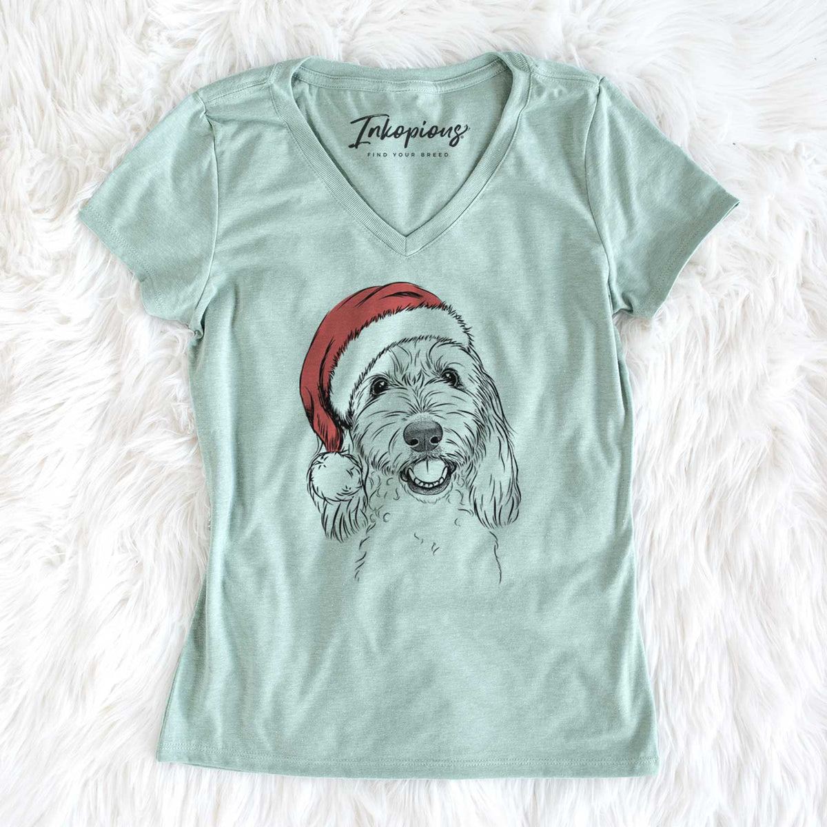 Santa Louie the Coton de Tulear - Women's V-neck Shirt