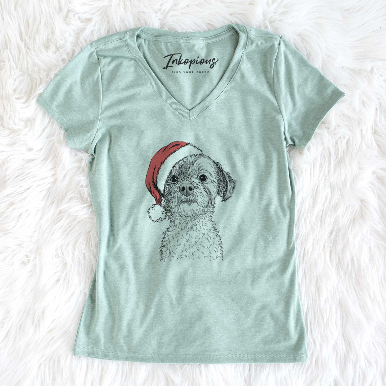 Santa Louise the Havanese - Women's V-neck Shirt