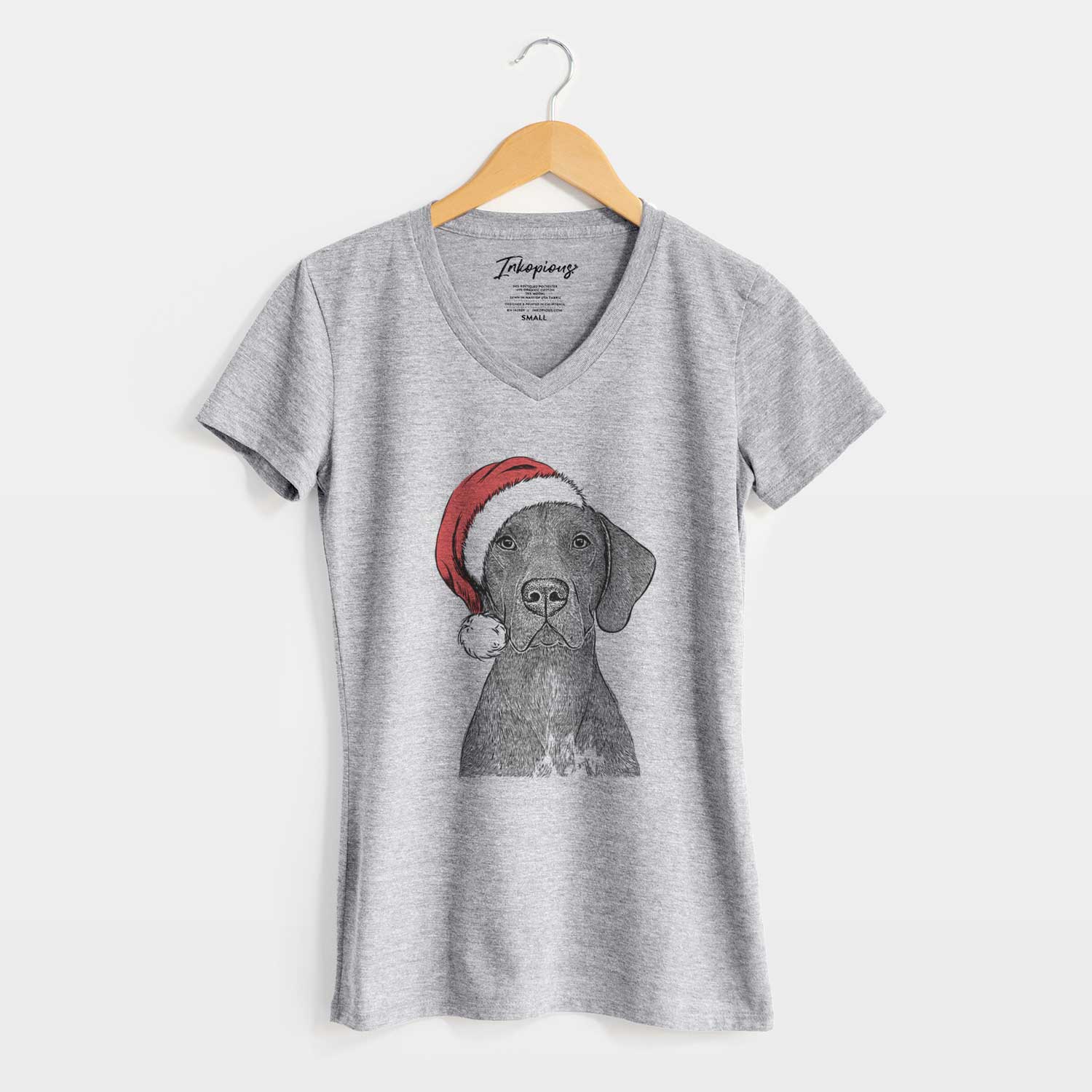 Santa Lucifer the German Shorthaired Pointer - Women's V-neck Shirt