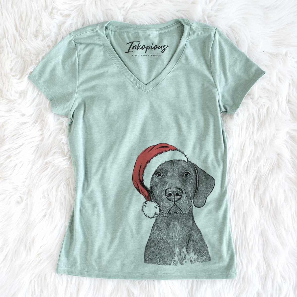 Santa Lucifer the German Shorthaired Pointer - Women&#39;s V-neck Shirt