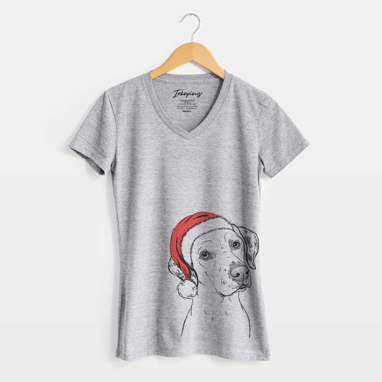 Santa Lucky the Dalmatian - Women's V-neck Shirt