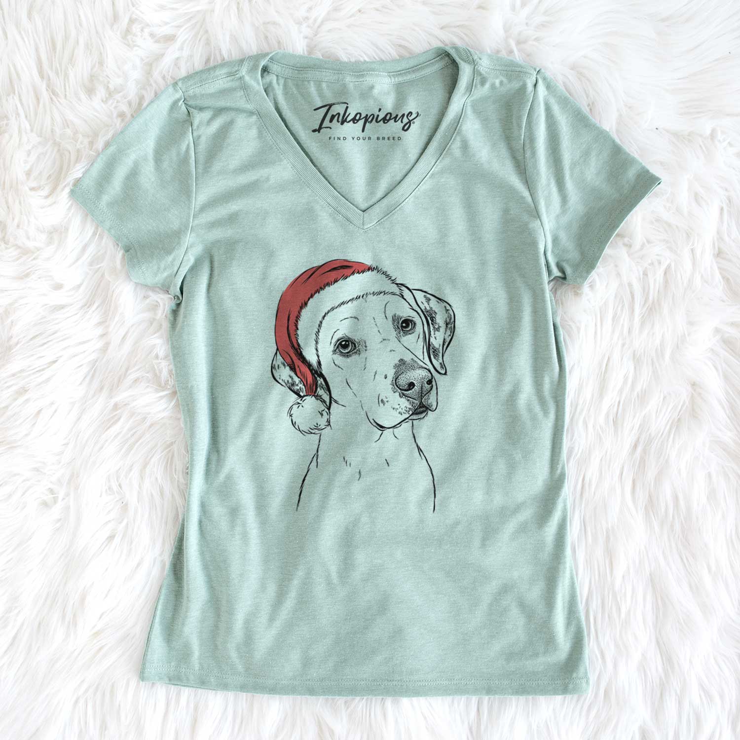 Santa Lucky the Dalmatian - Women's V-neck Shirt