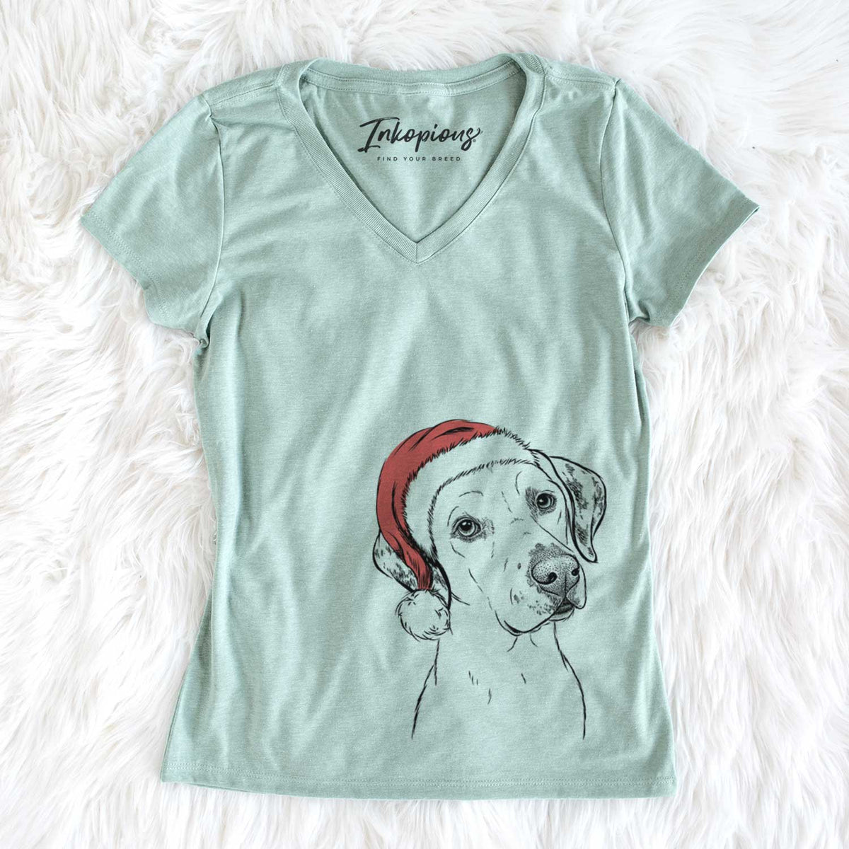 Santa Lucky the Dalmatian - Women&#39;s V-neck Shirt