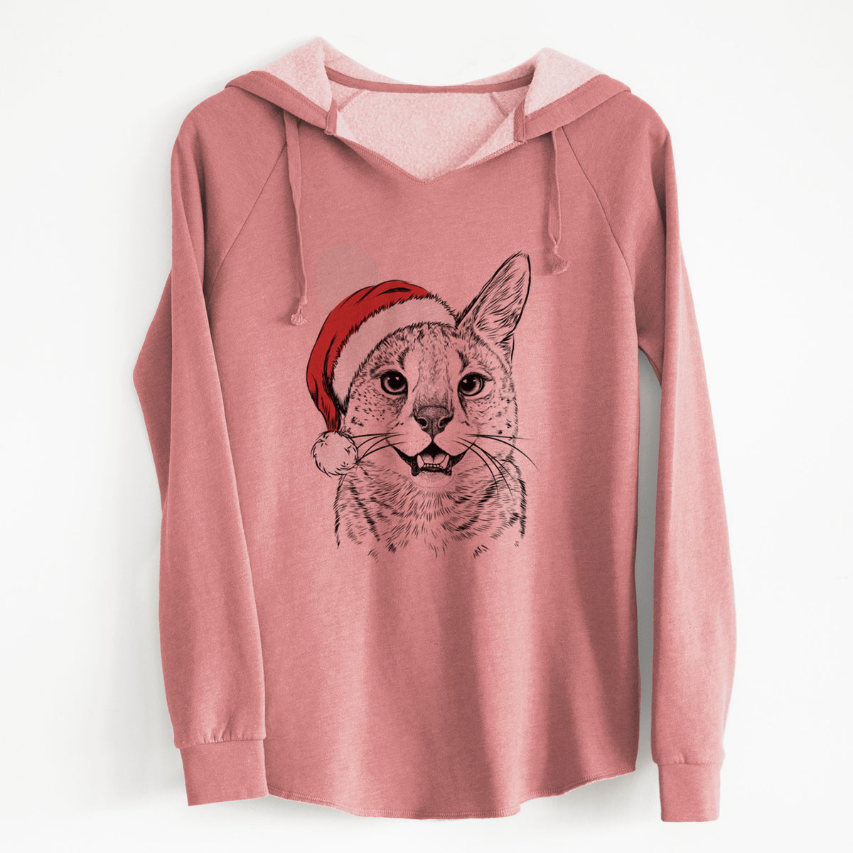 Santa Lucky the Serval Cat - Cali Wave Hooded Sweatshirt