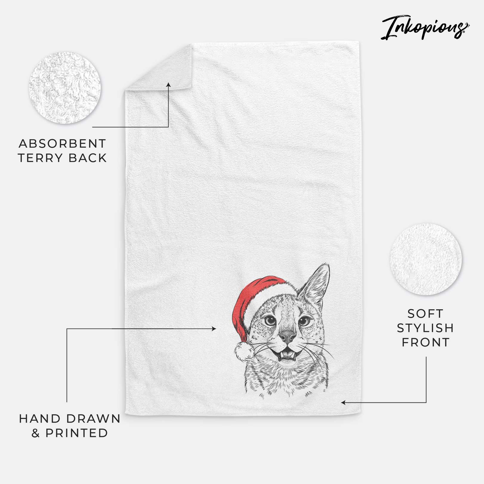 Lucky the Serval Cat Decorative Hand Towel