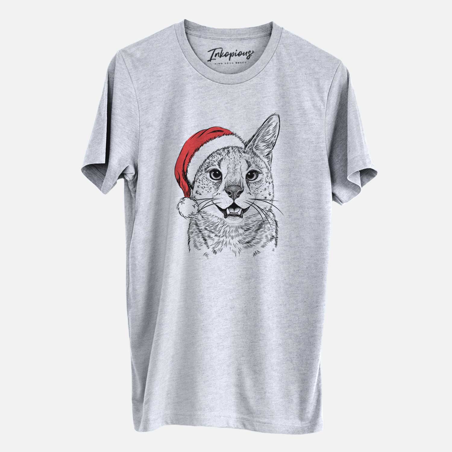 Santa Lucky the Serval Cat - Unisex Crewneck