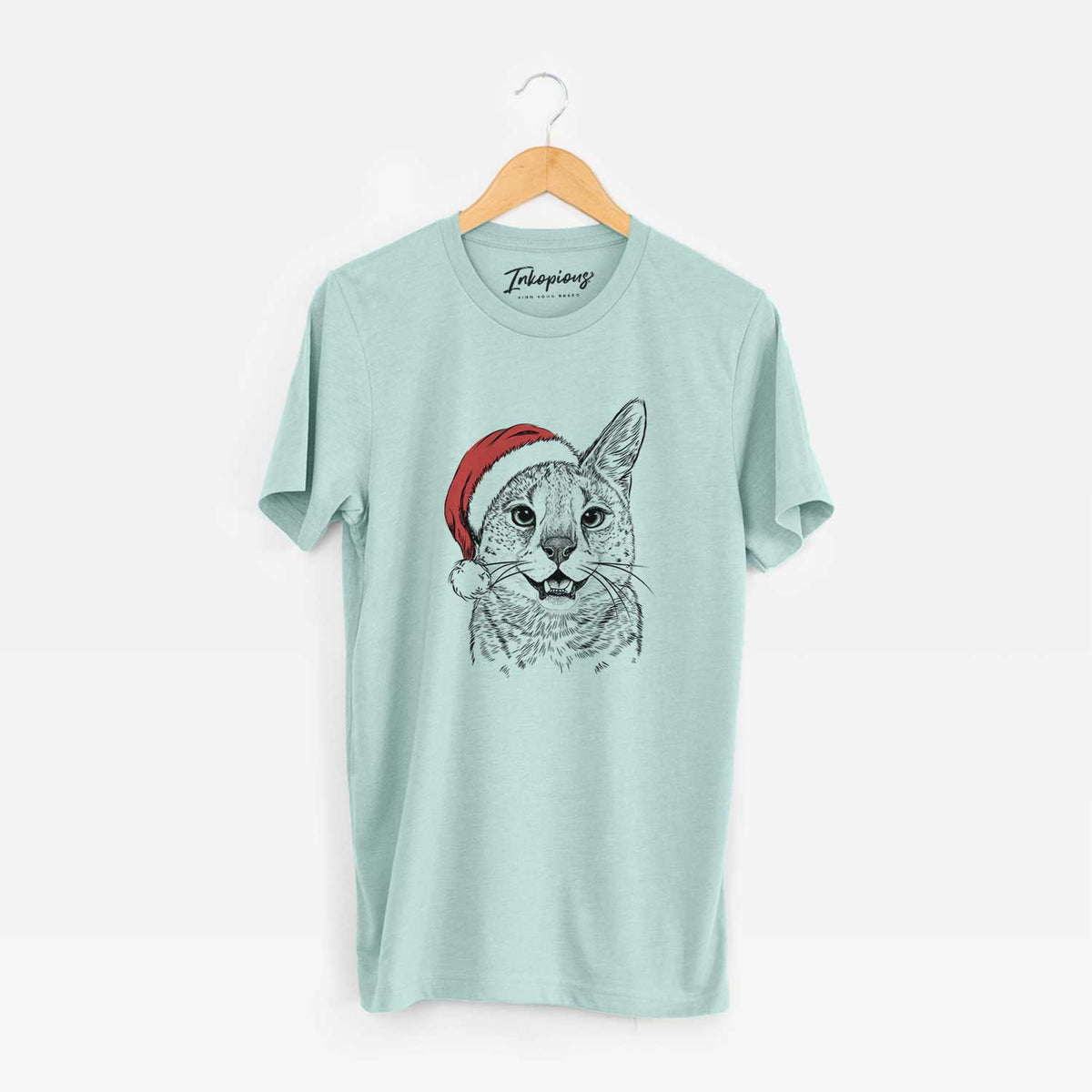 Santa Lucky the Serval Cat - Unisex Crewneck