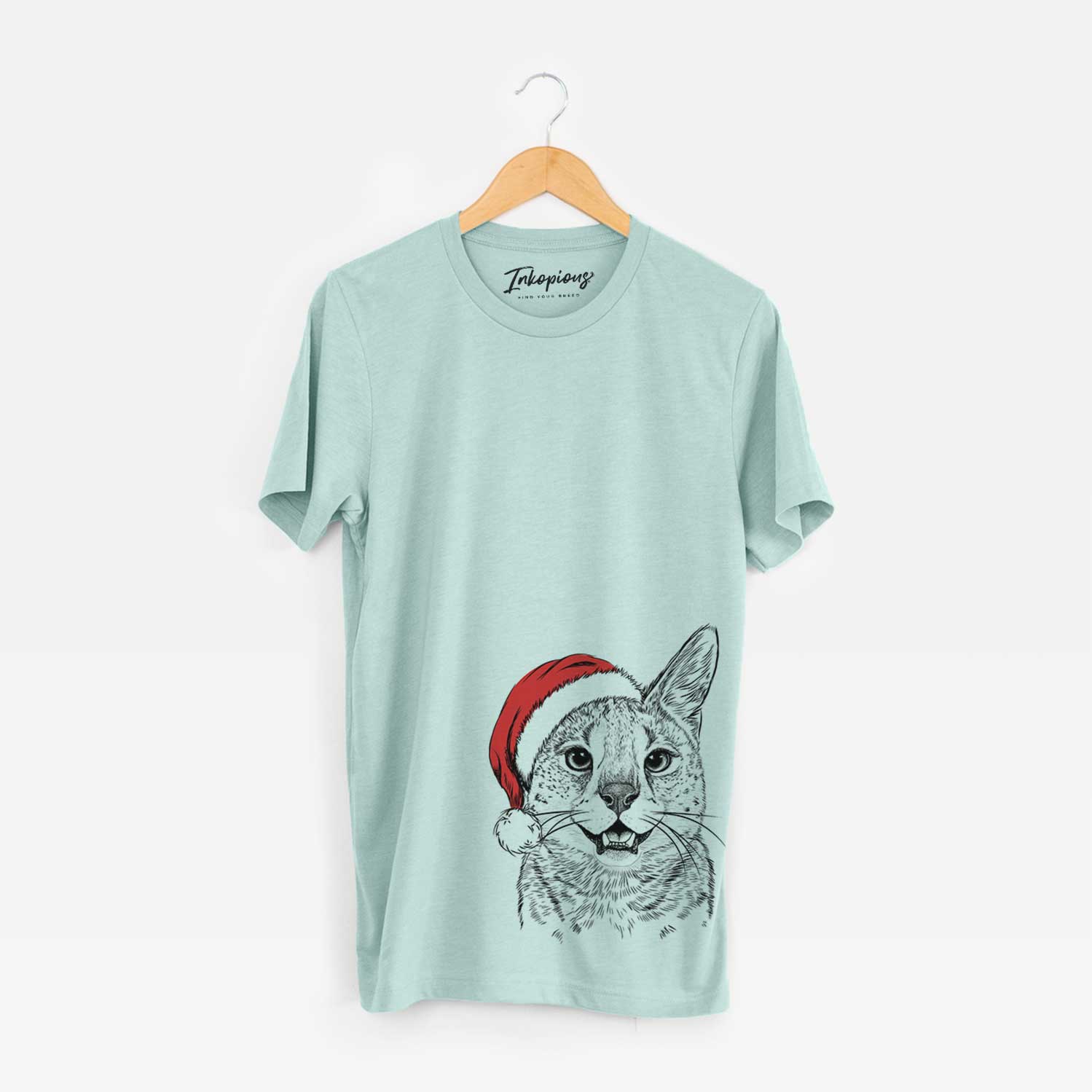 Santa Lucky the Serval Cat - Unisex Crewneck