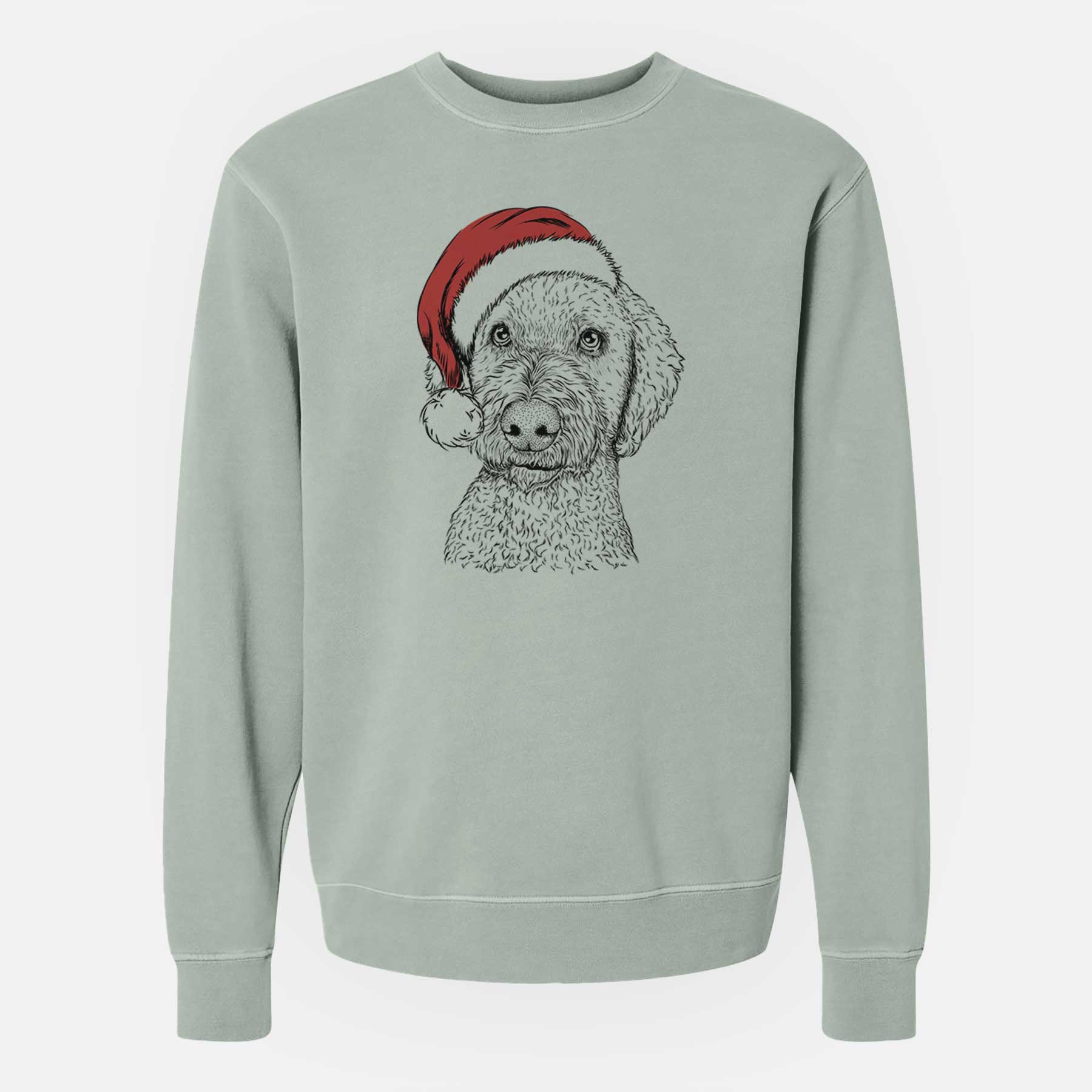Santa Lucy Boo the Goldendoodle - Unisex Pigment Dyed Crew Sweatshirt