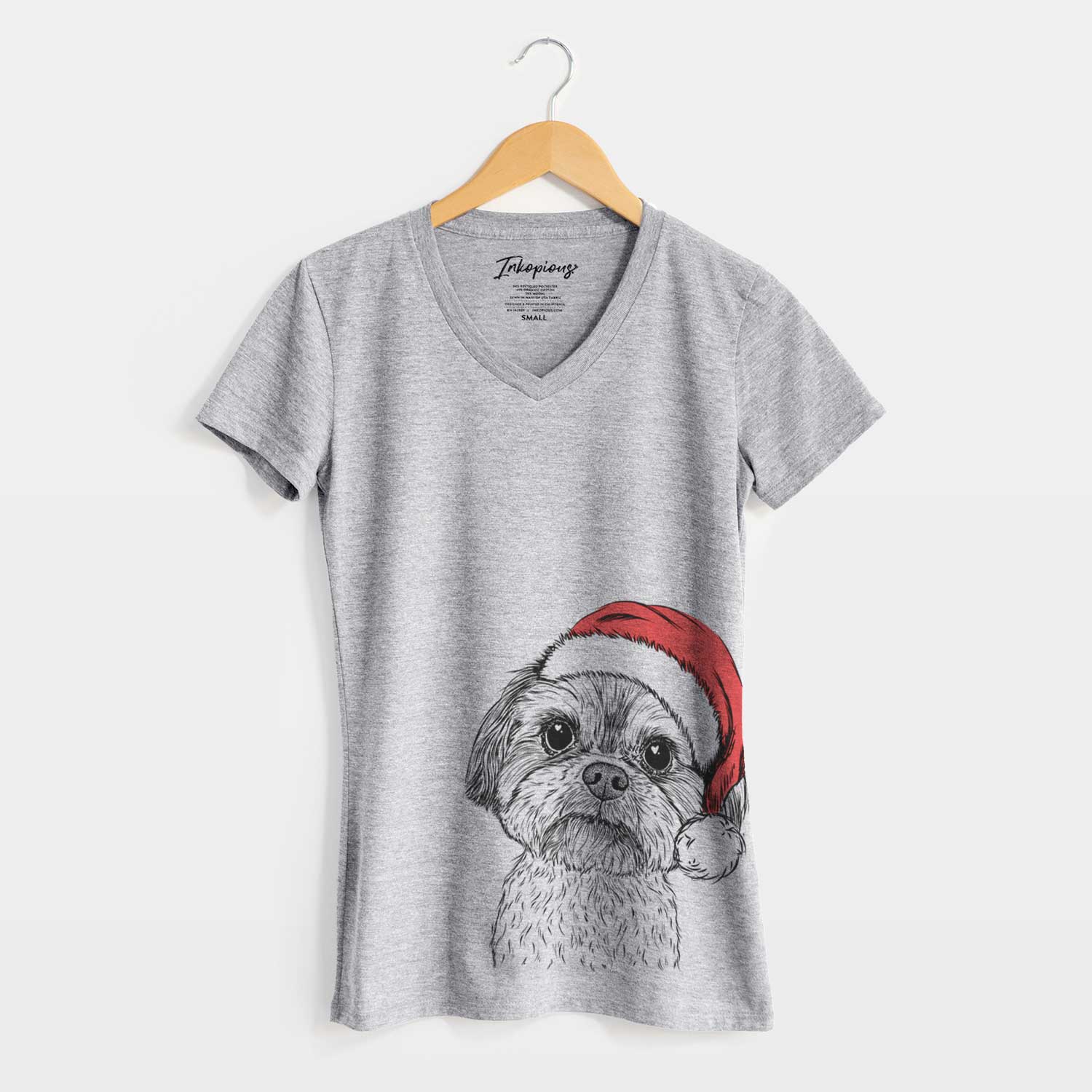 Santa Lucy the Shorkie - Women's V-neck Shirt