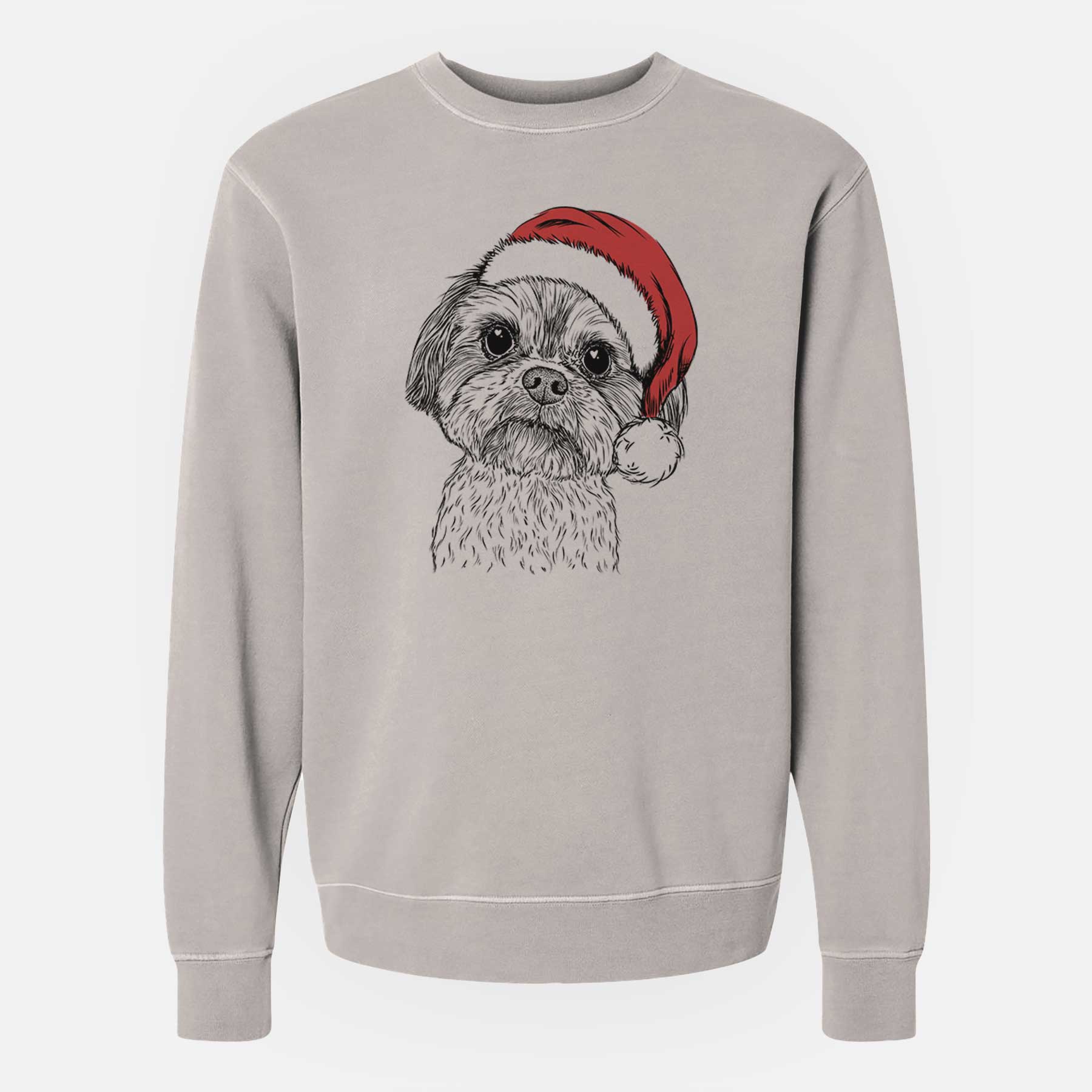 Santa Lucy the Shorkie - Unisex Pigment Dyed Crew Sweatshirt