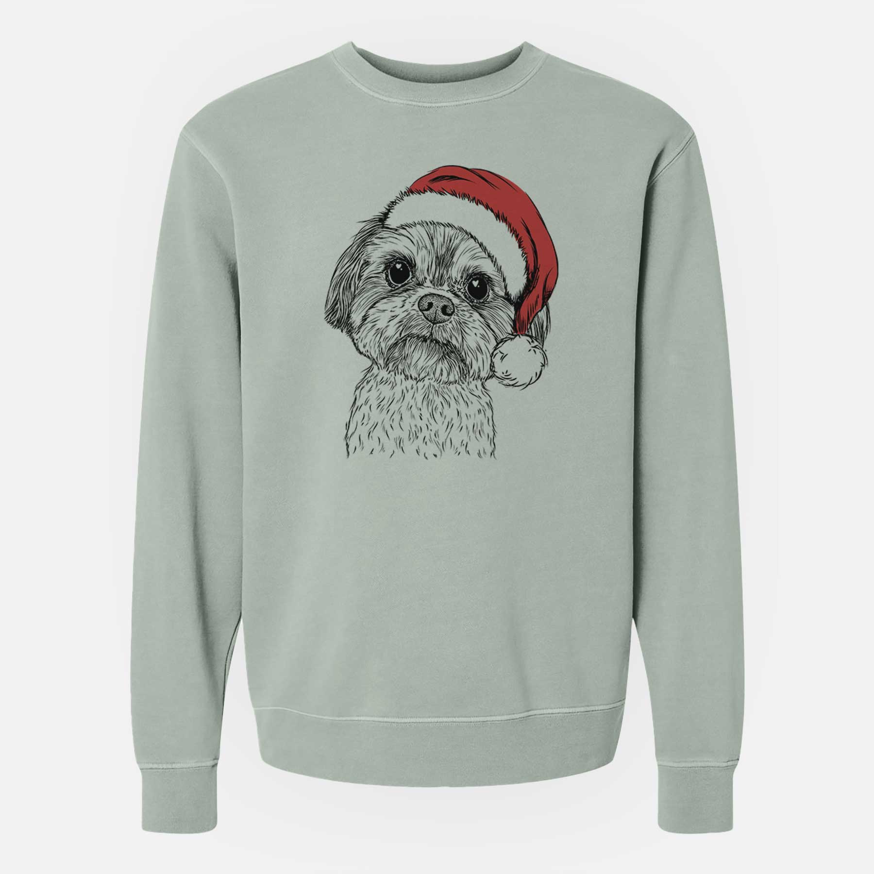 Santa Lucy the Shorkie - Unisex Pigment Dyed Crew Sweatshirt