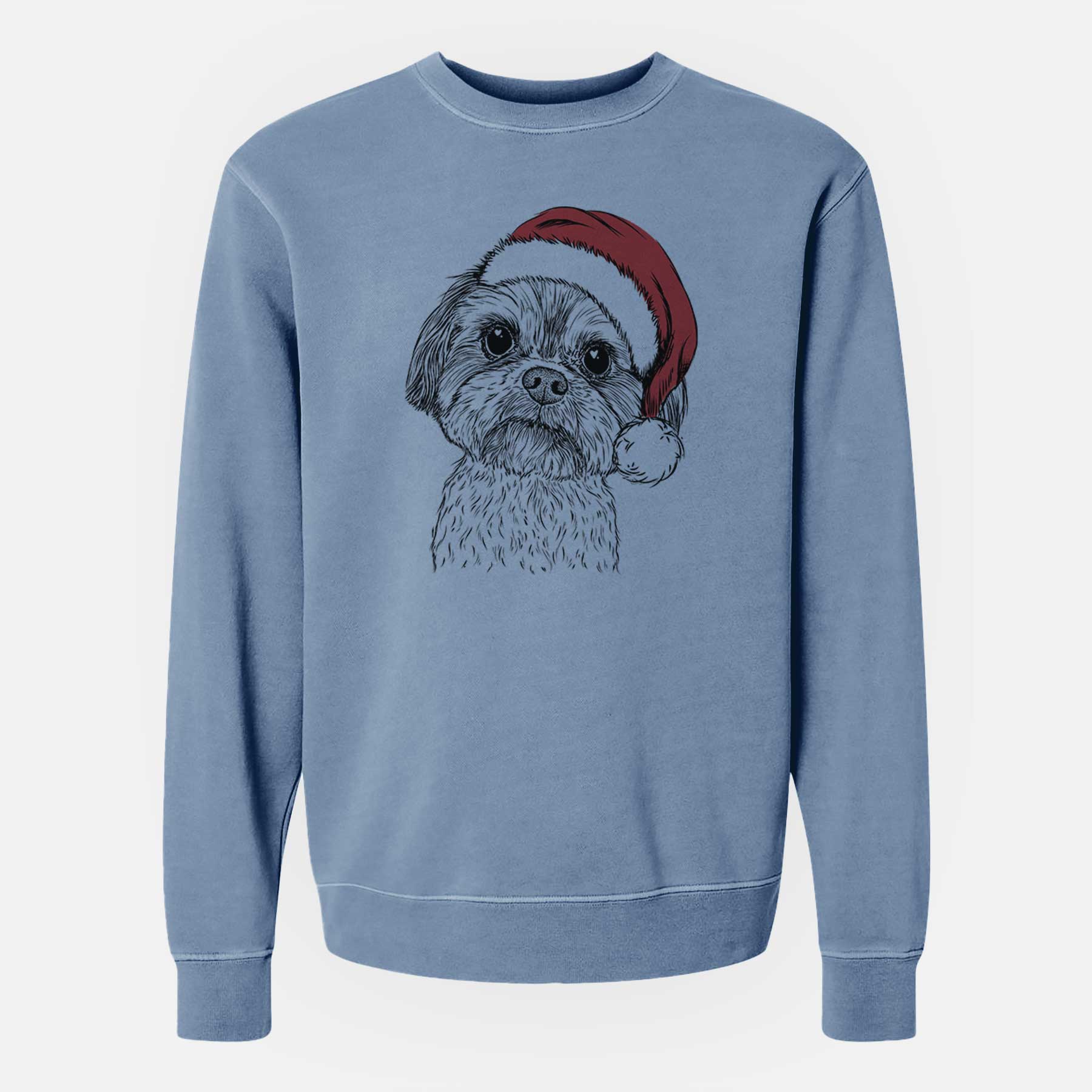 Santa Lucy the Shorkie - Unisex Pigment Dyed Crew Sweatshirt