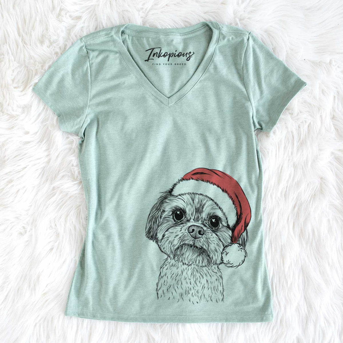 Santa Lucy the Shorkie - Women&#39;s V-neck Shirt