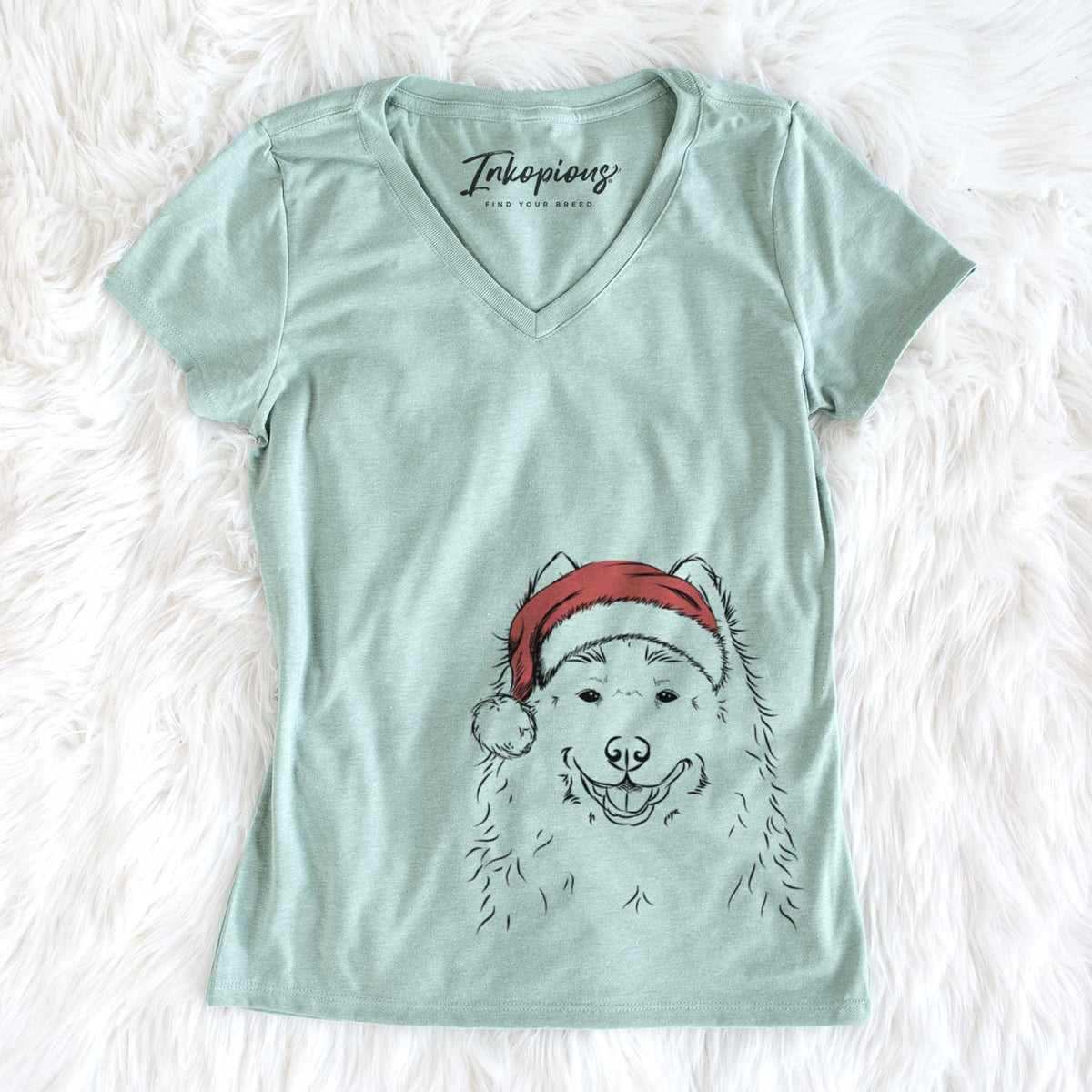 Santa Luka the Samoyed - Women&#39;s V-neck Shirt