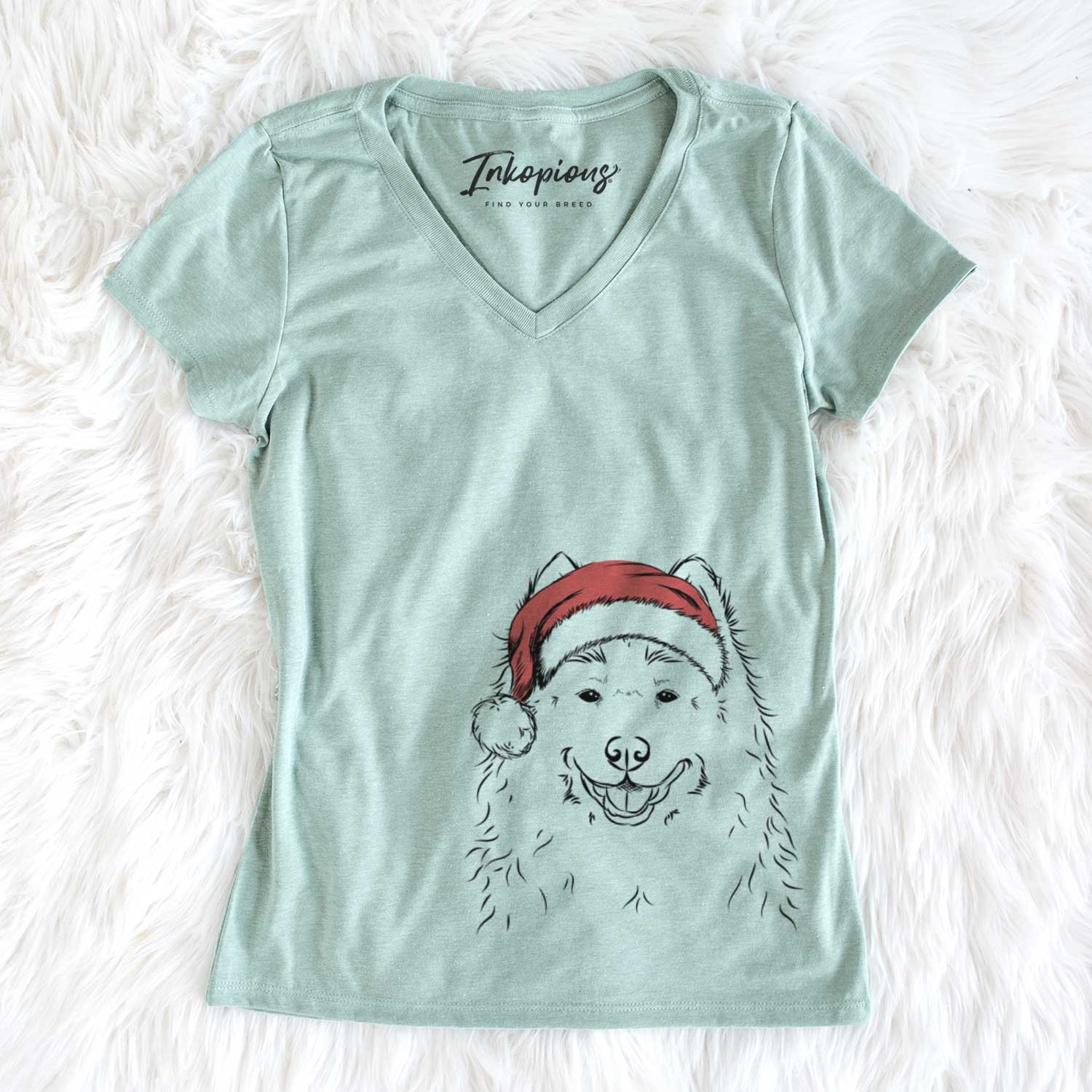 Santa Luka the Samoyed - Women's V-neck Shirt