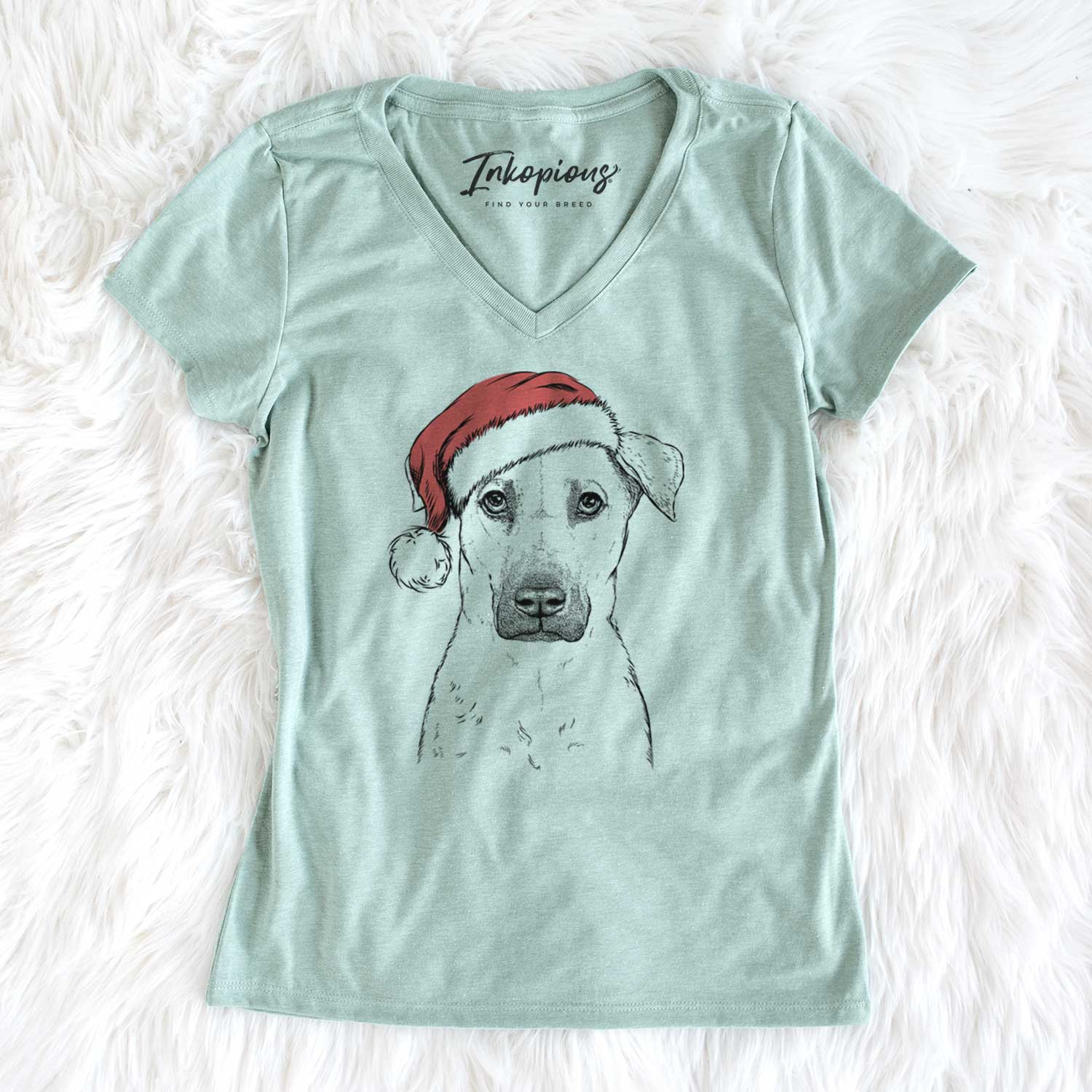 Santa Luna the Black Mouth Cur - Women's V-neck Shirt