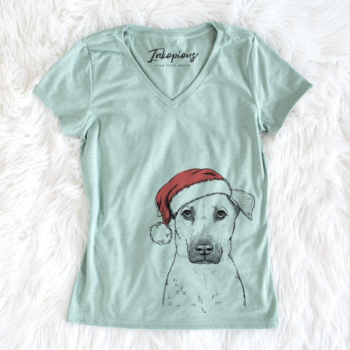 Santa Luna the Black Mouth Cur - Women&#39;s V-neck Shirt