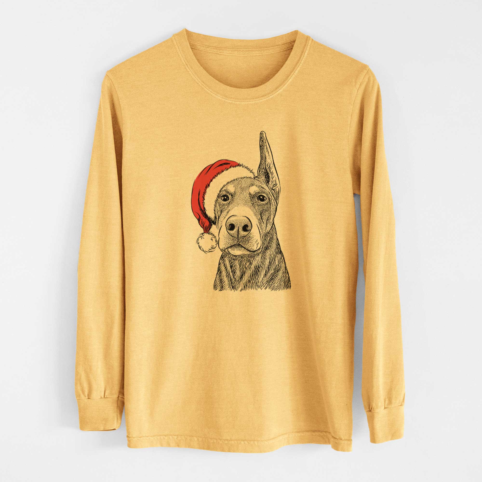 Santa Luna the Doberman Pinscher - Heavyweight 100% Cotton Long Sleeve