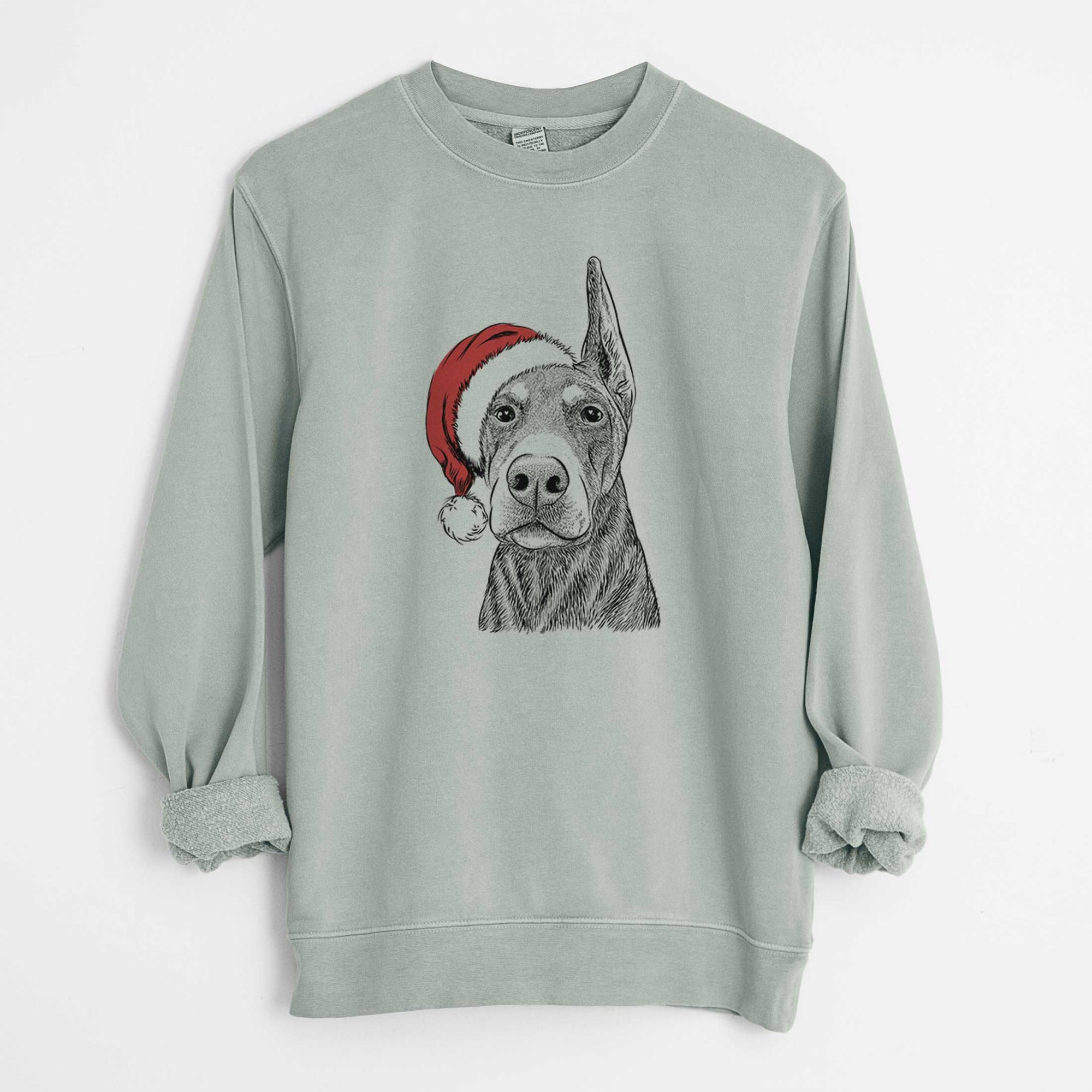 Santa Luna the Doberman Pinscher - Unisex Pigment Dyed Crew Sweatshirt