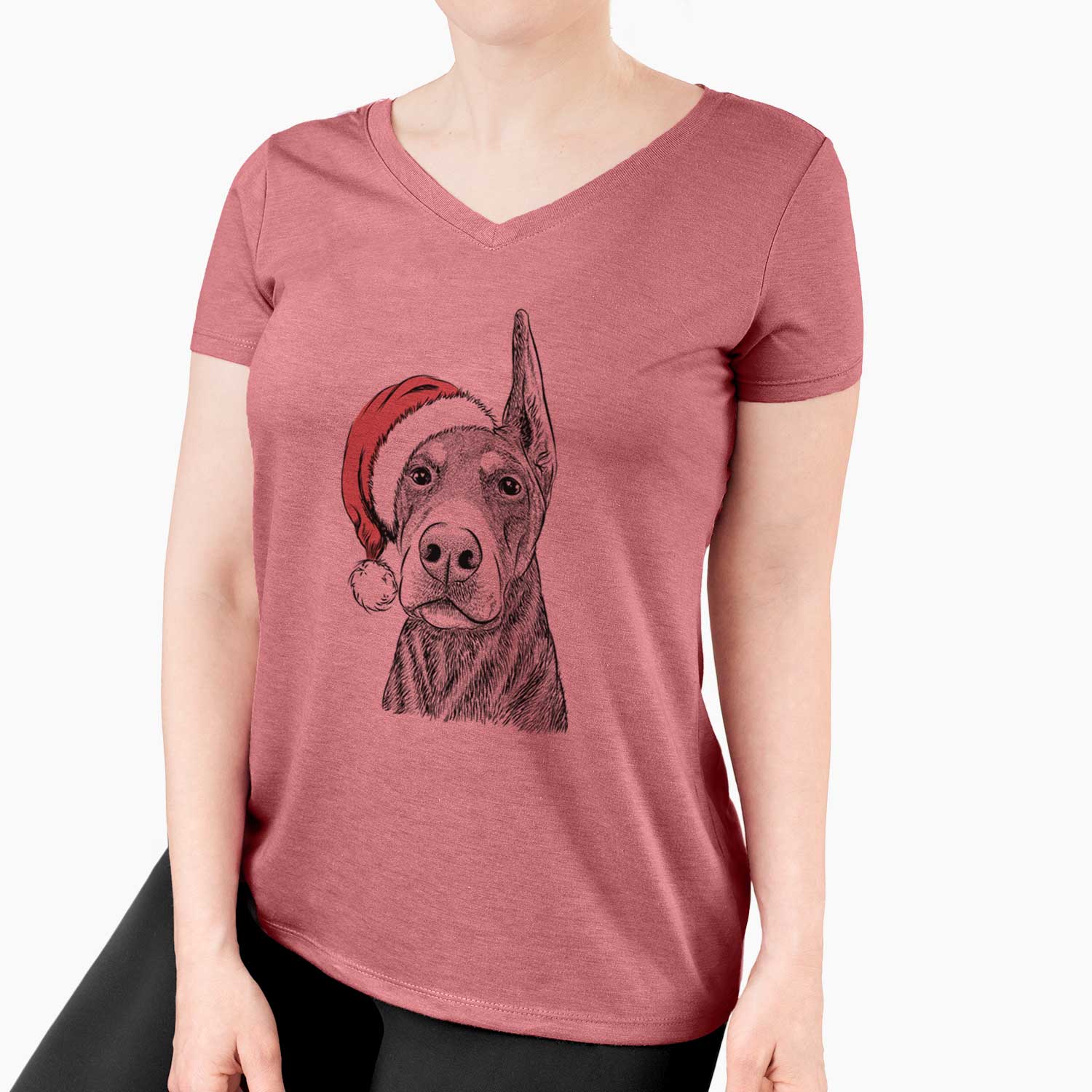 Santa Luna the Doberman Pinscher - Women's V-neck Shirt