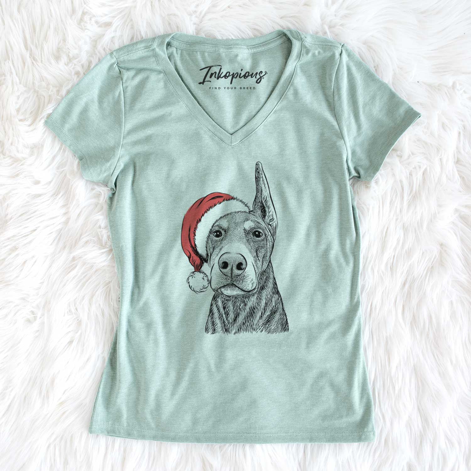 Santa Luna the Doberman Pinscher - Women's V-neck Shirt