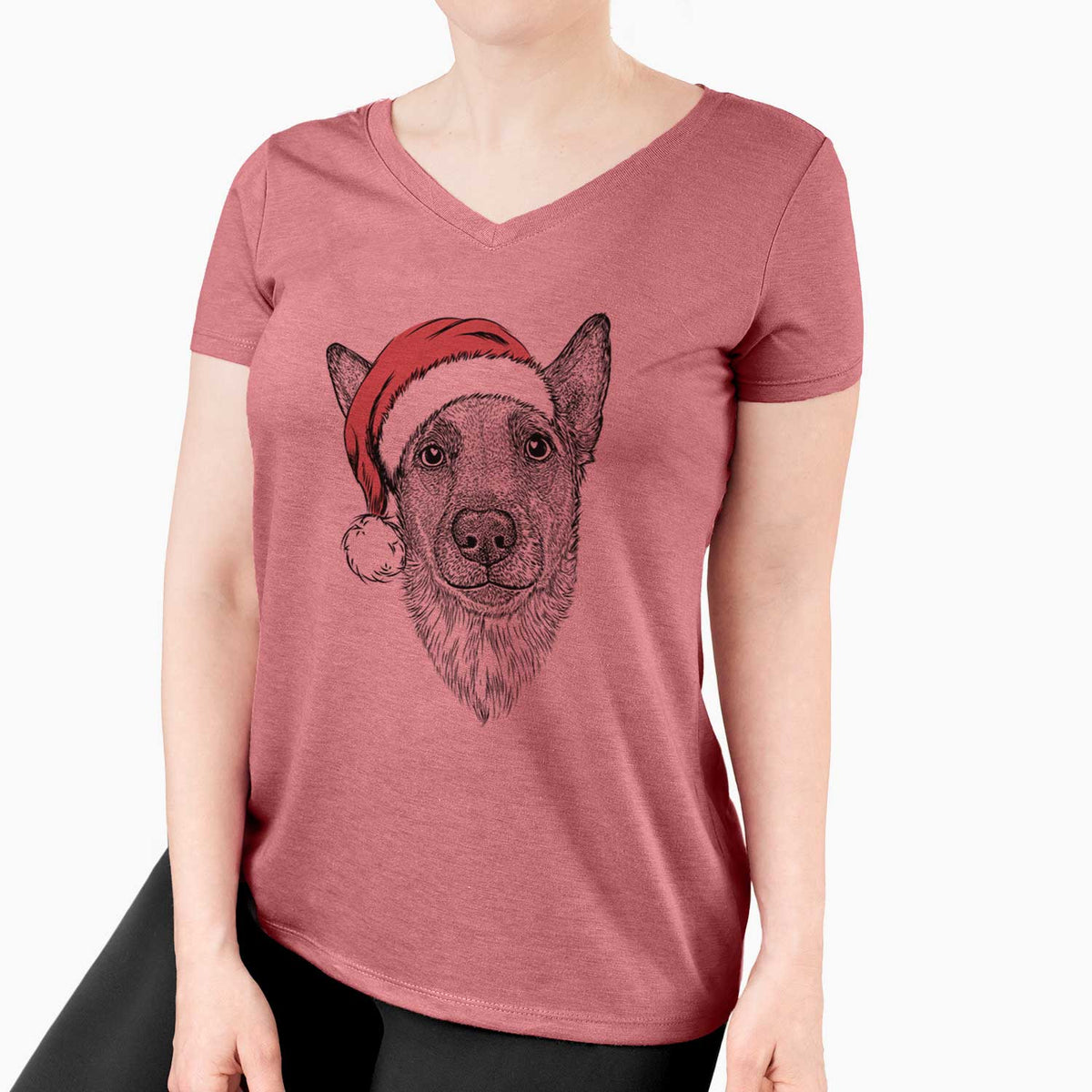 Santa Luna the Shepherd Mix - Women's V-neck Shirt