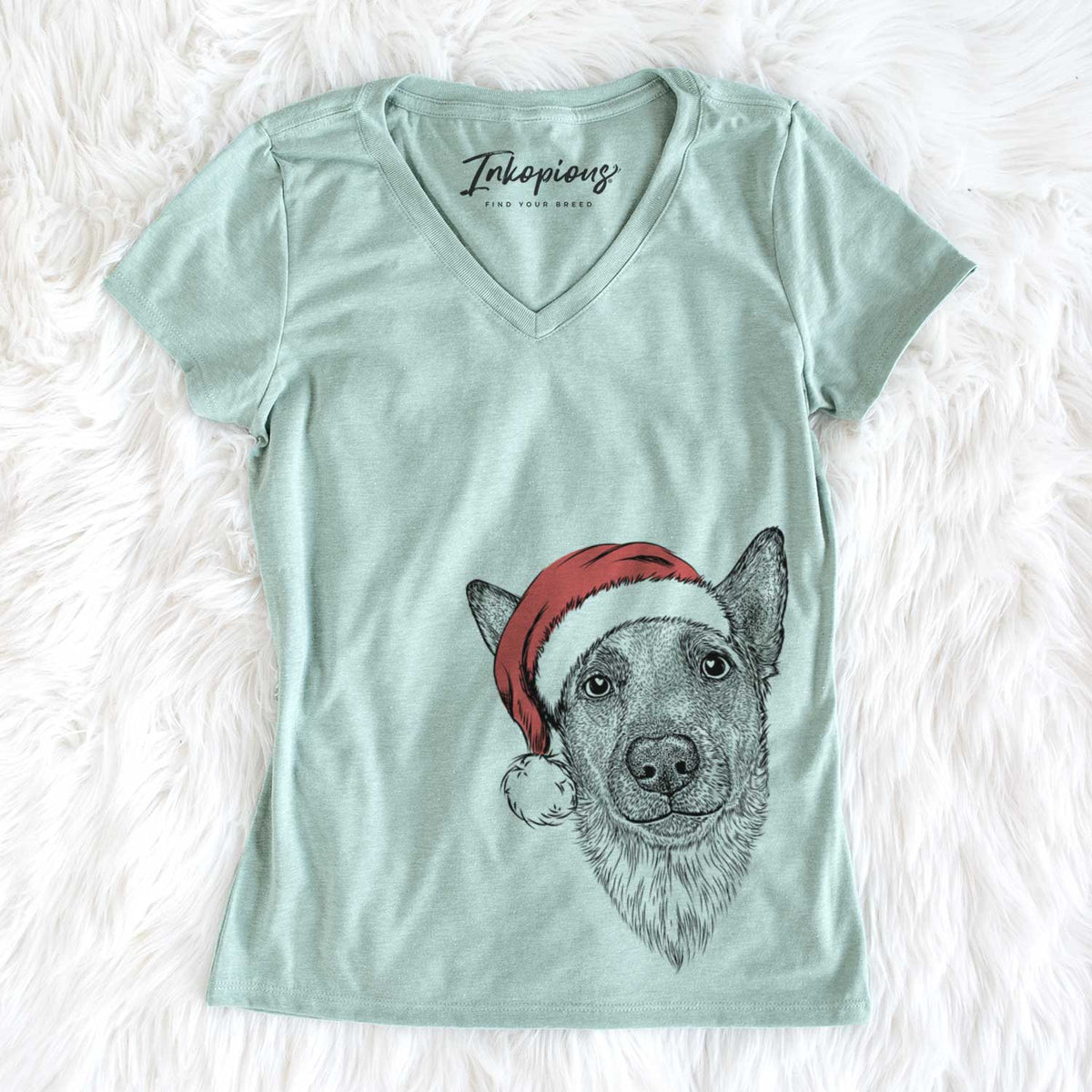 Santa Luna the Shepherd Mix - Women&#39;s V-neck Shirt