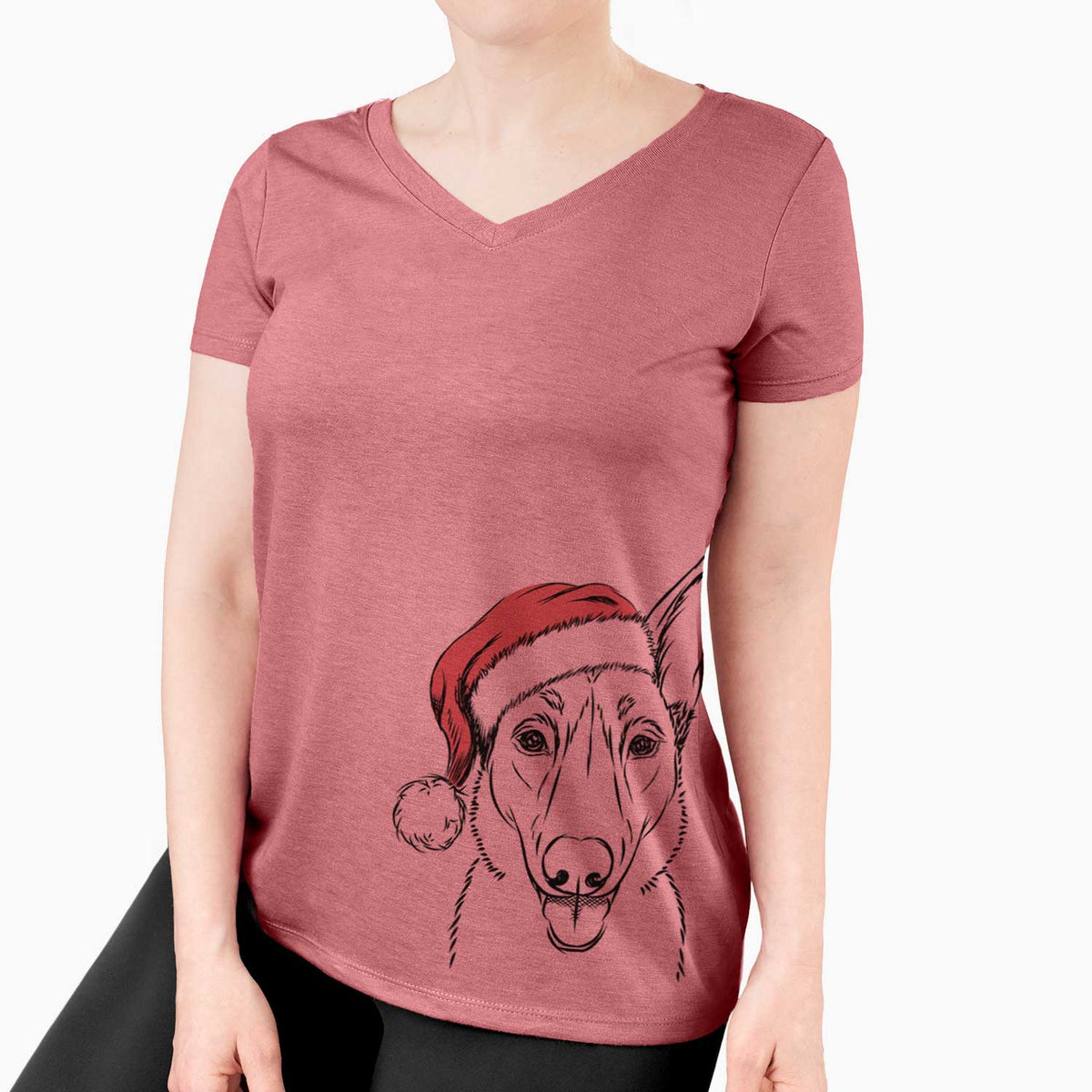 Santa Lyric the Belgian Malinois - Women's V-neck Shirt