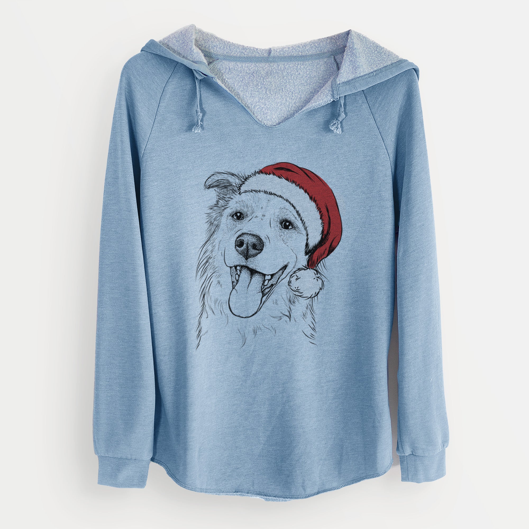 Santa Macaroni the Border Collie - Cali Wave Hooded Sweatshirt