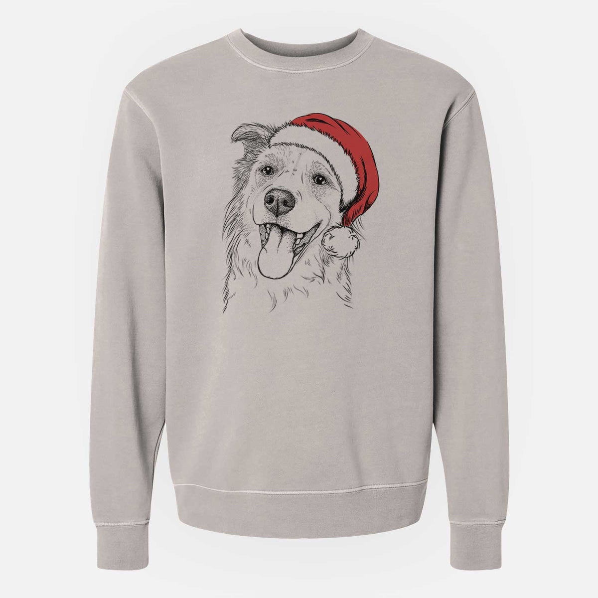 Santa Macaroni the Border Collie - Unisex Pigment Dyed Crew Sweatshirt