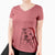 Santa Macaroni the Border Collie - Women's V-neck Shirt