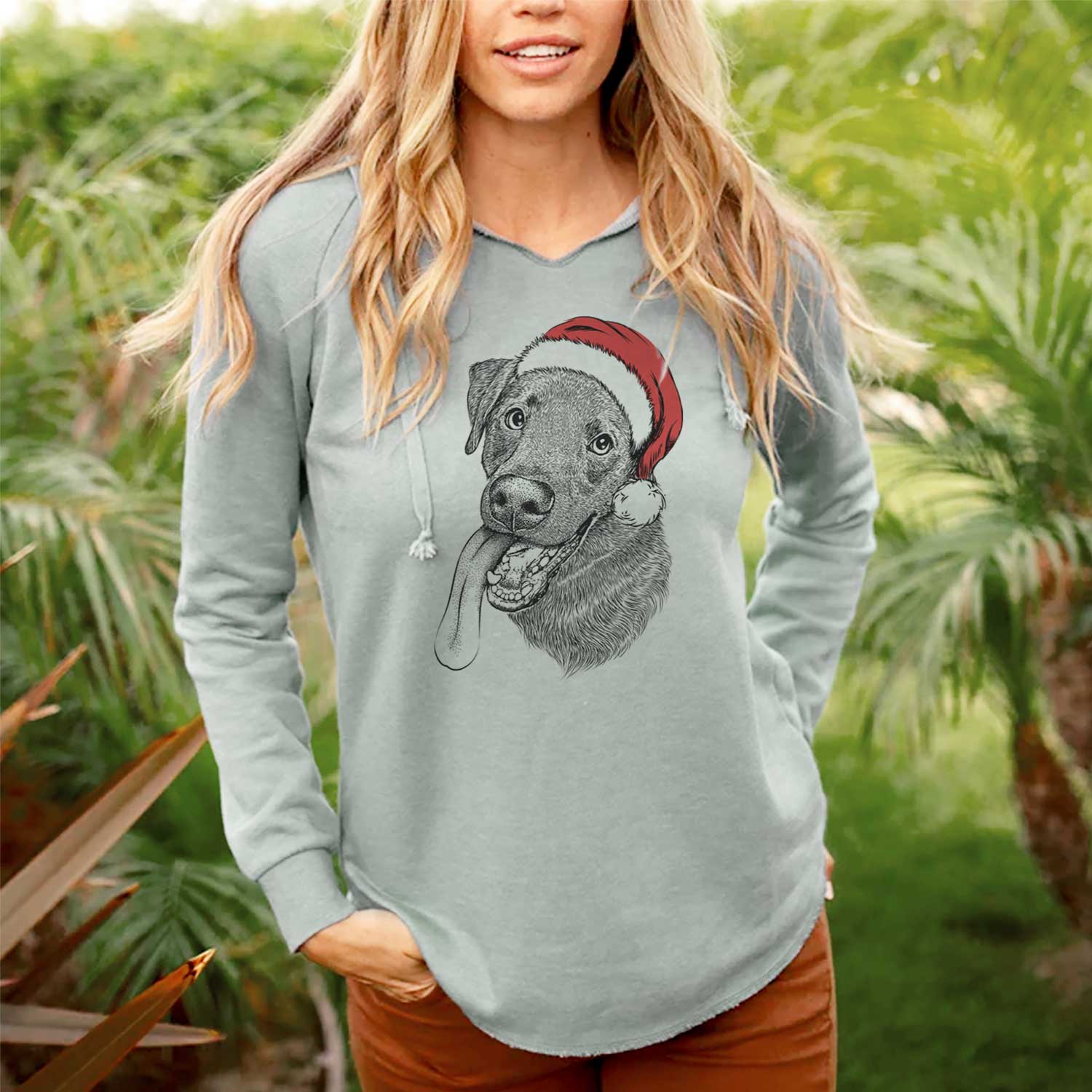 Santa Macaroni the Lab Mix - Cali Wave Hooded Sweatshirt